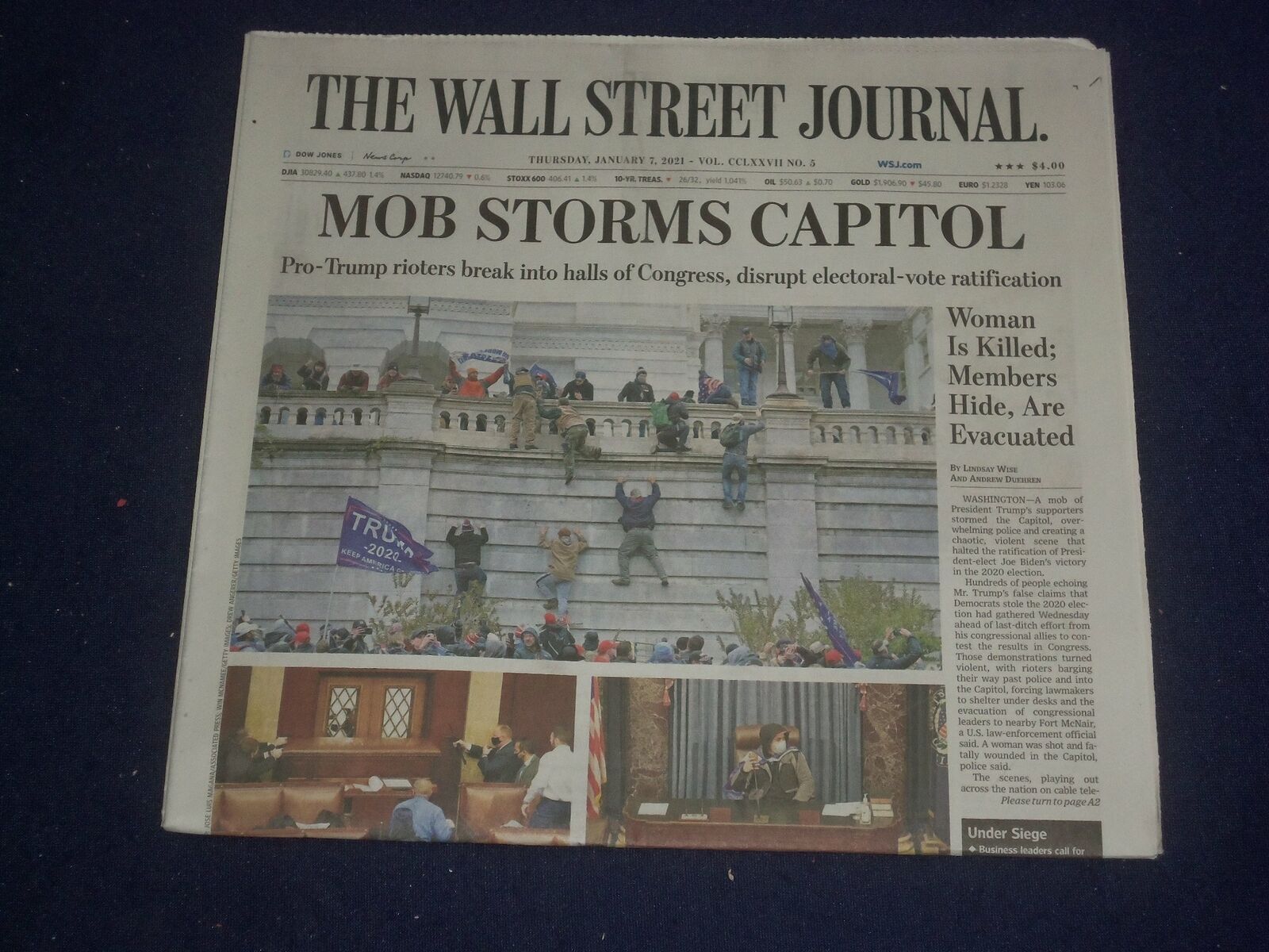 2021 JANUARY 7 THE WALL STREET JOURNAL-MOB STORMS CAPITOL-RIOT DISRUPTS CONGRESS