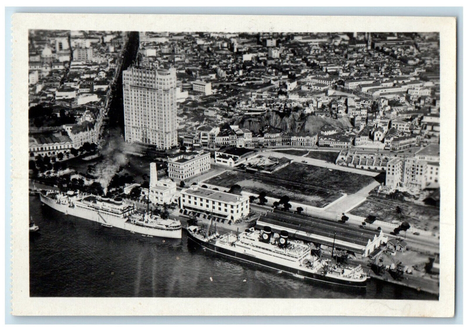 c1930\'s Panorama View of Praca Maua Rio De Janeiro Brazil RPPC Photo Postcard