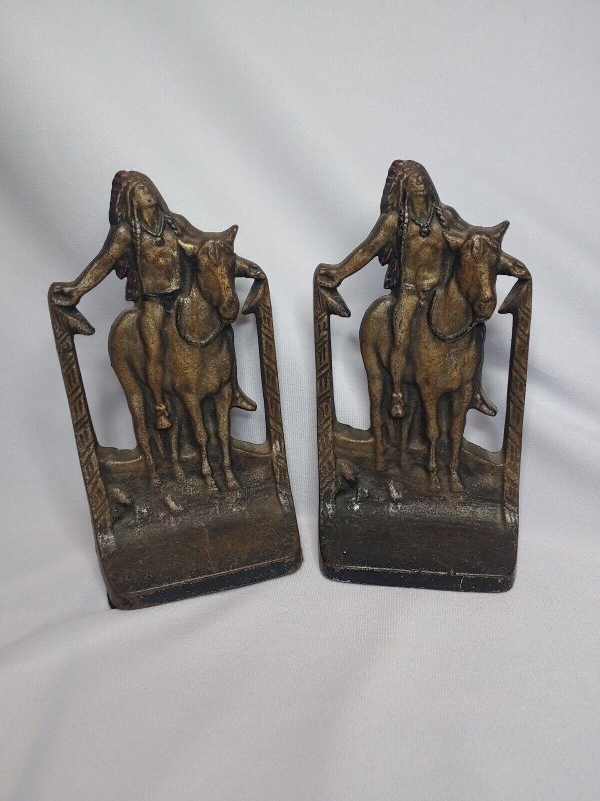 Vintage Brass 1930s Copr. Creation Co. Indian Bookends #302