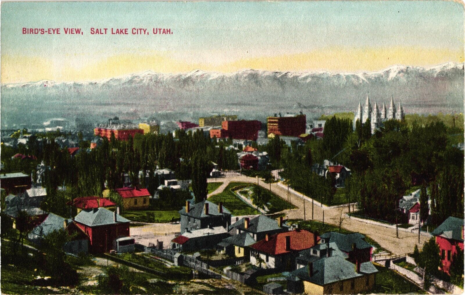 Bird\'s Eye View of Salt Lake City UT Divided Postcard c1910