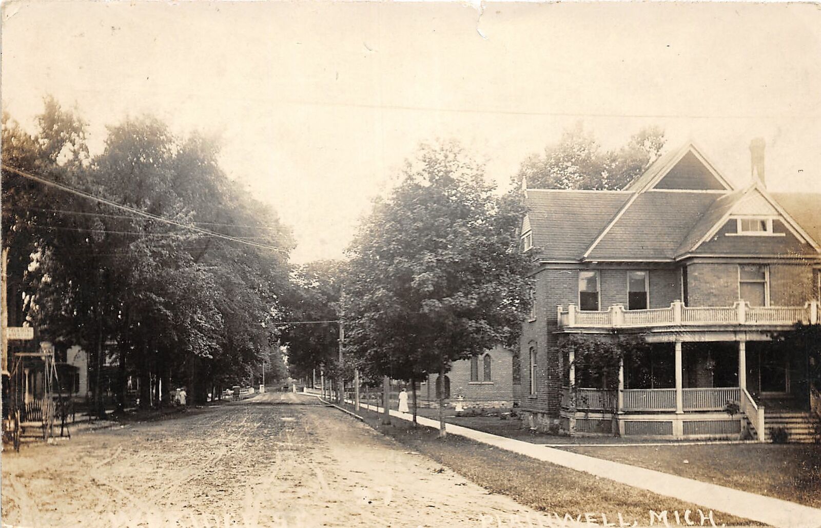 G94/ Plainwell Michigan RPPC Postcard 1912 Residence Street Homes