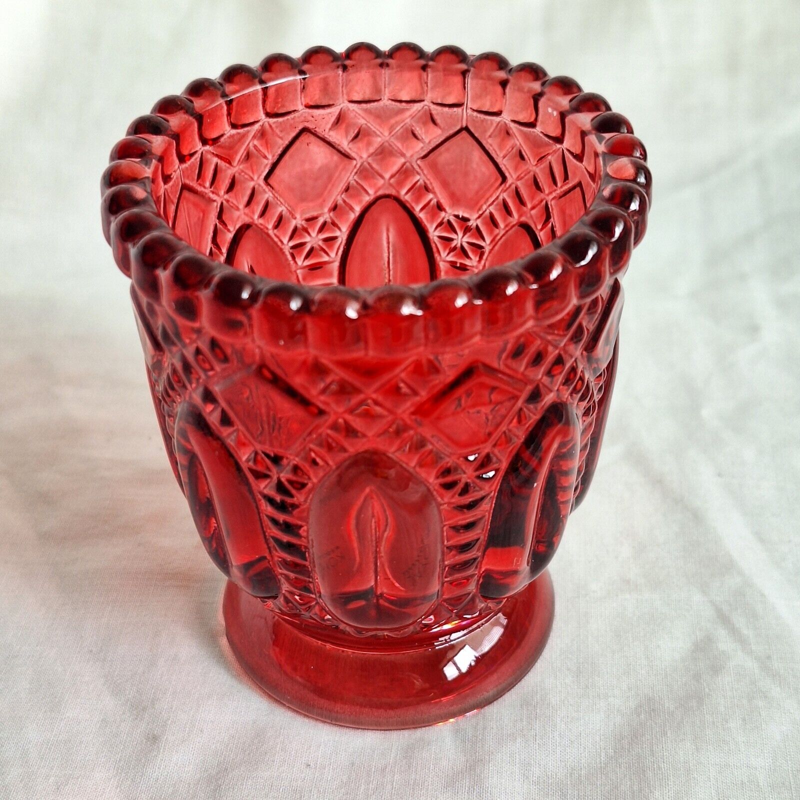 Vintage Glass Candle Holder Votive Tea Light Red