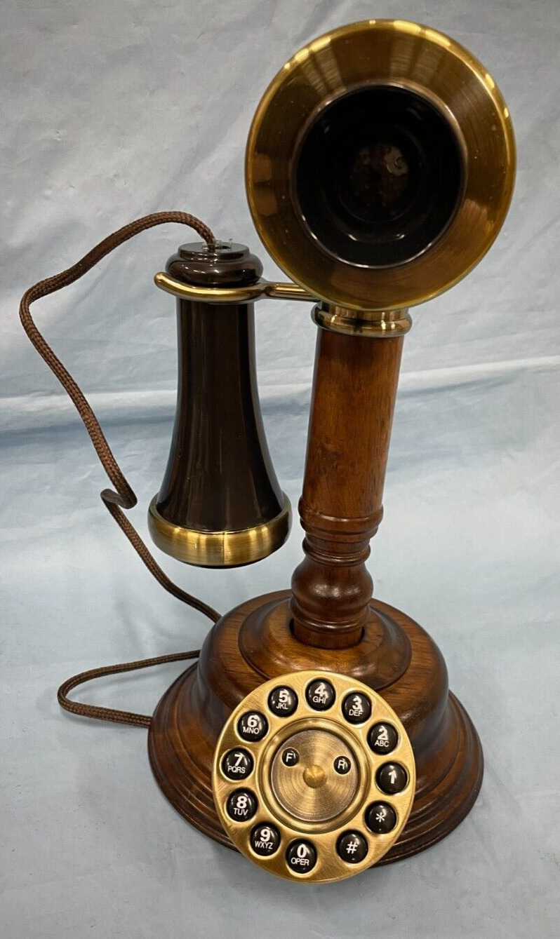Antique Wood Candlestick Telephone Classic Vintage Retro Working Landline Phone