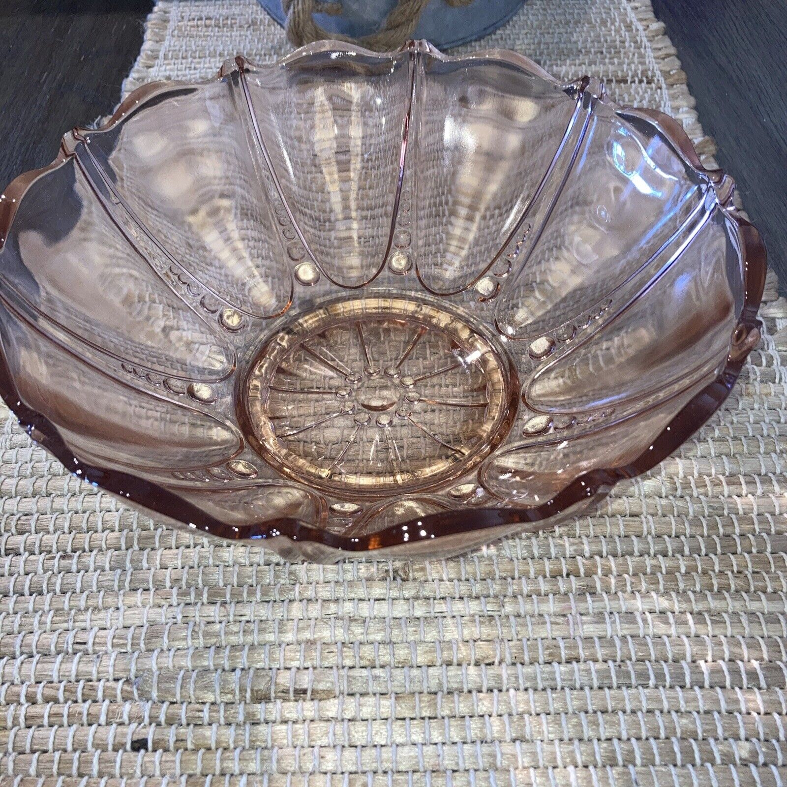 Pink Depression  Anchor Hocking “Oyster & Pearl” Bowl 10 1/2” Wide