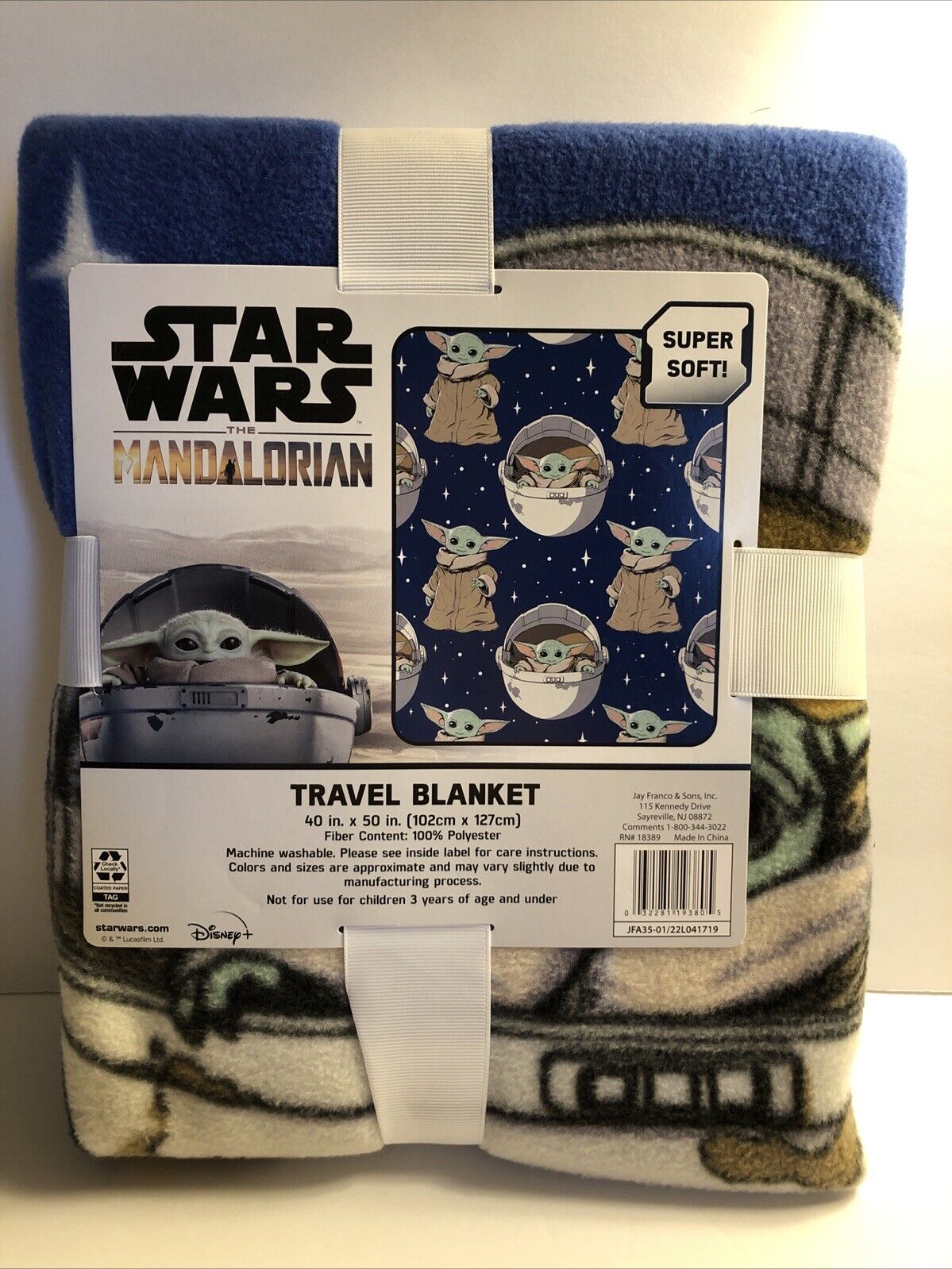 Disney Star Wars Mandalorian The Child Baby Yoda 40x50” Travel Throw Blanket New