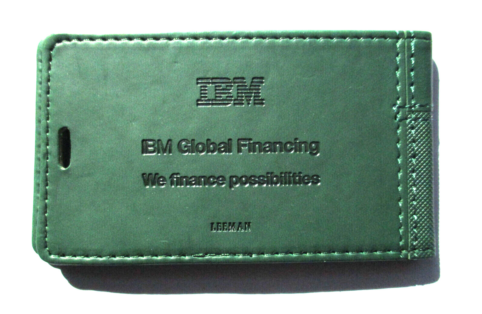 IBM Global Financing Leather Logo Luggage Identification Tag by Leeman NEW
