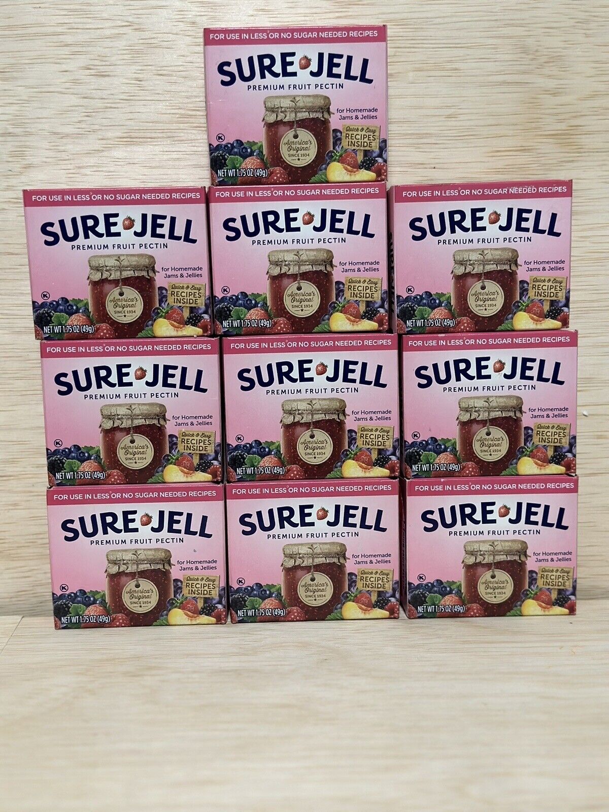 Lot Of 10- Sure-Jell Fruit Premium Fruit Pectin.  For Homemade Jams & Jellies