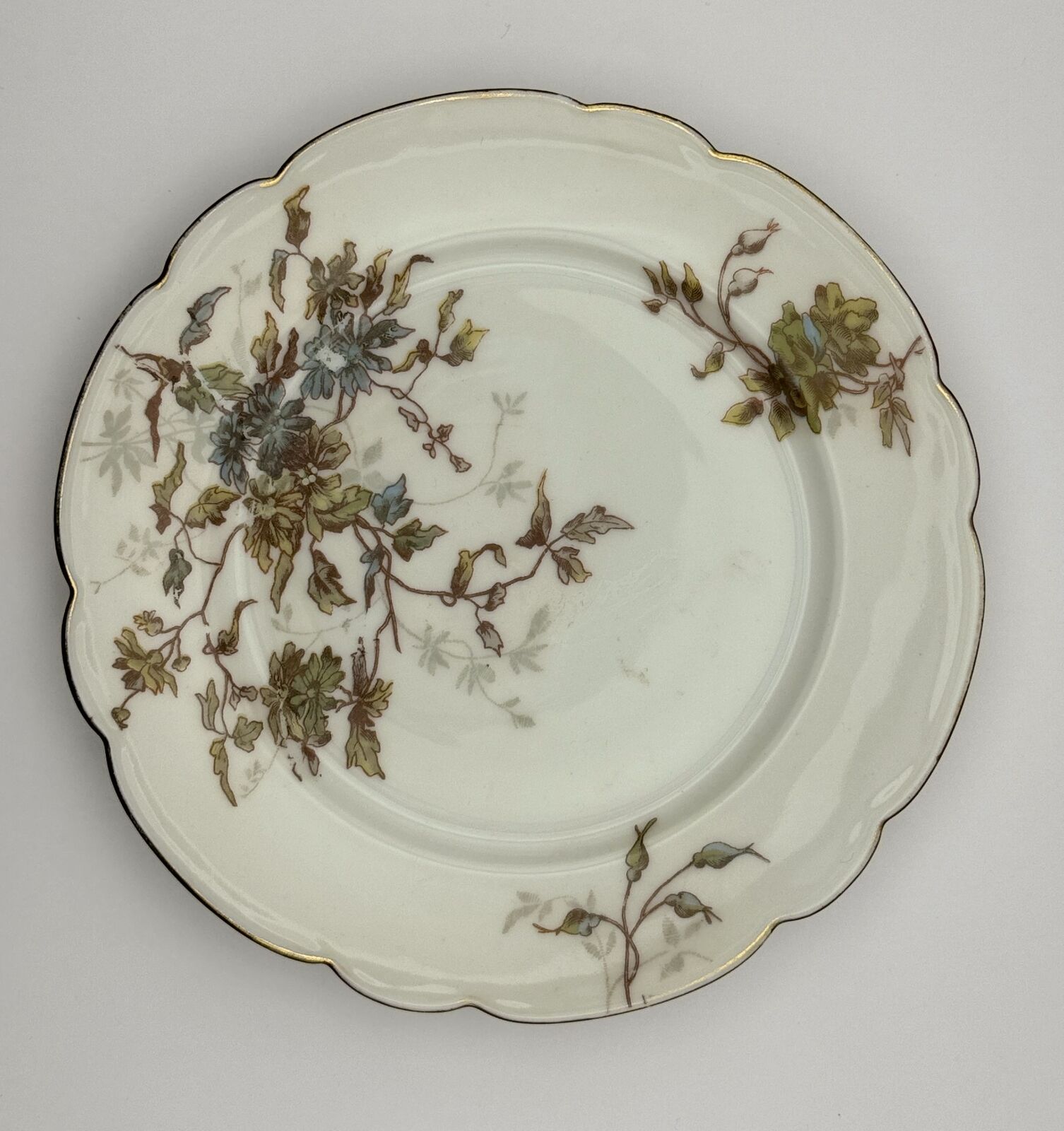 Limoges LS&S Hand-Painted Porcelain Plate with Floral Design