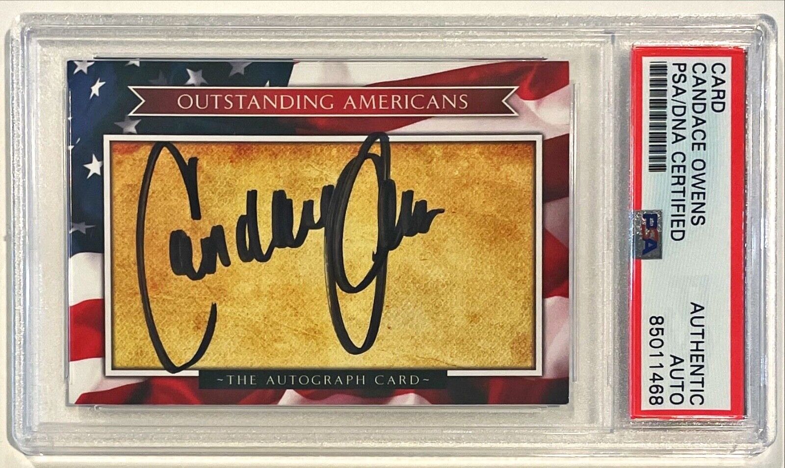 Candace Owens Outstanding Americans Signed Auto 2x3 Card PSA/DNA Slabbed