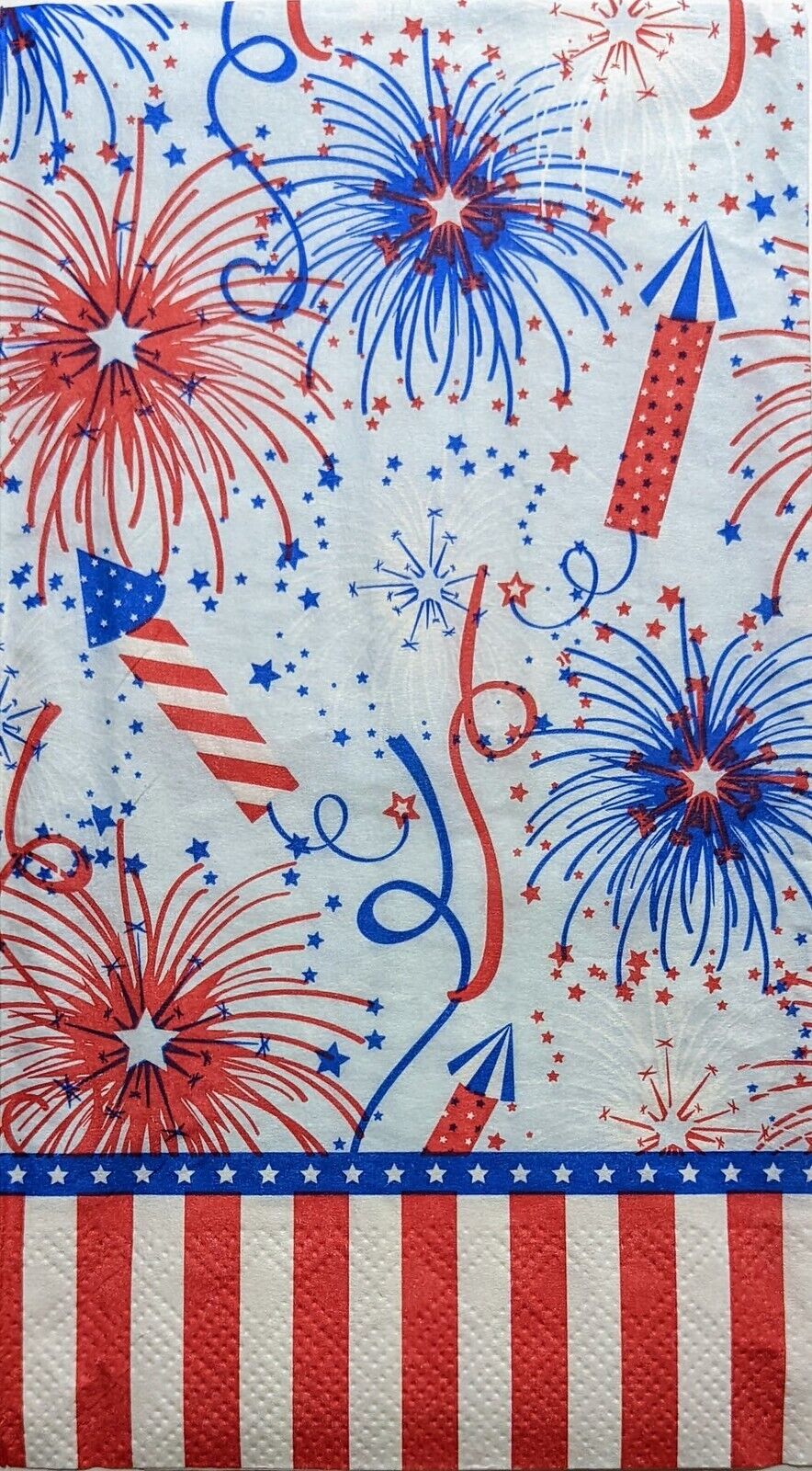 TWO Individual Paper Guest Decoupage Napkins - 2019 Patriotic Fireworks