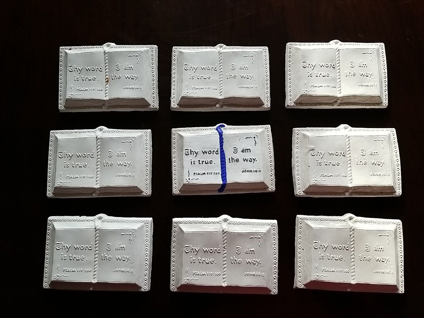Lot Of 9 Plaster Of Paris Molded Bibles With Hangers 