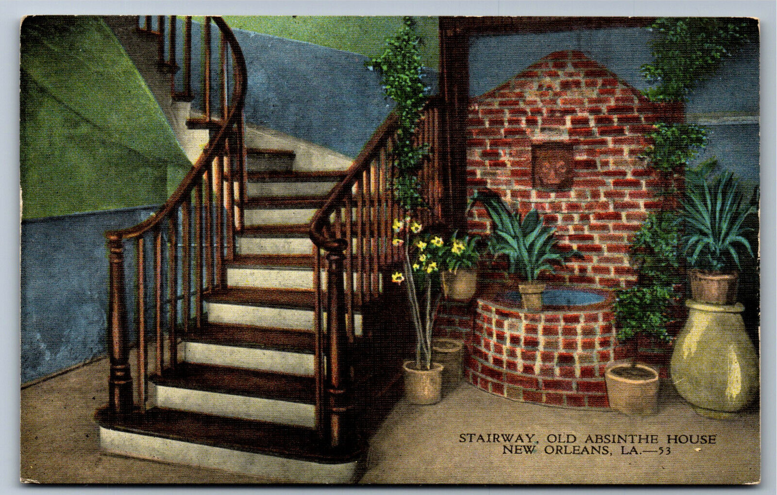 Postcard LA Stairway Old Absinthe House New Orleans Louisiana S8