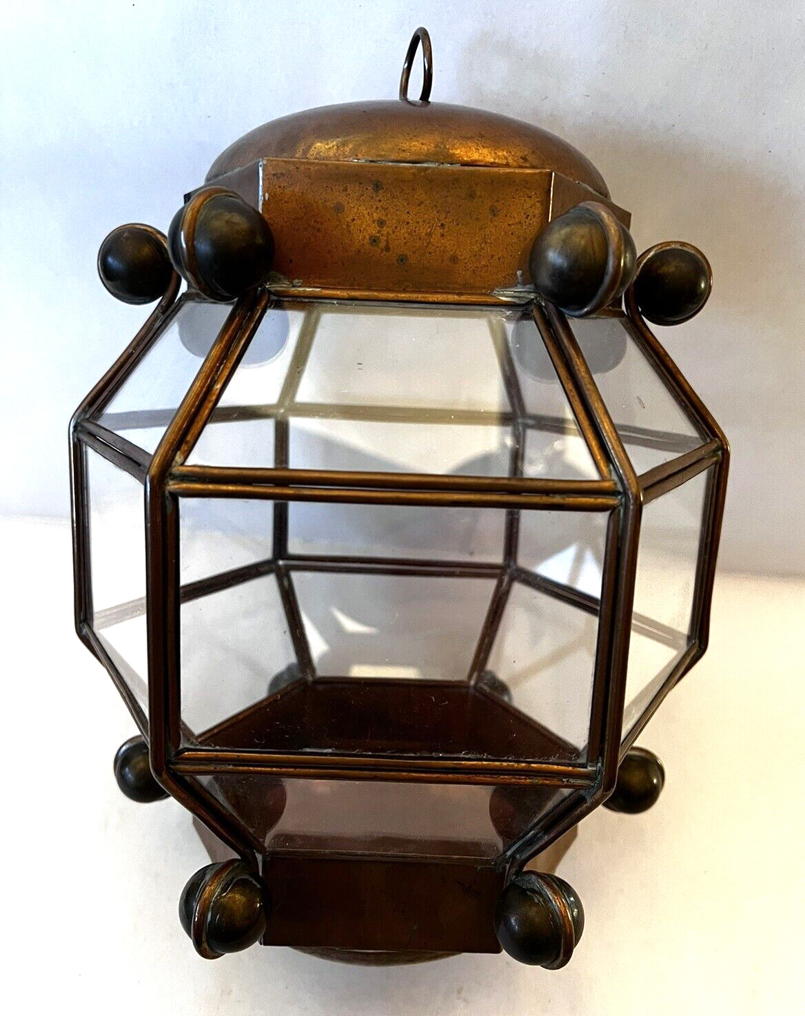 Scarce Signed 1940's Vintage Taxco Hector Aguilar Hexagonal Copper Lantern