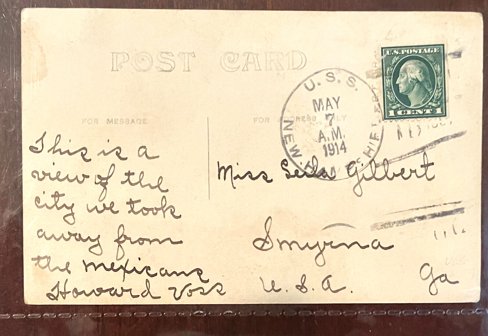 Mexican Border War 1916 USS New Hampshire Postal Cover Postcard