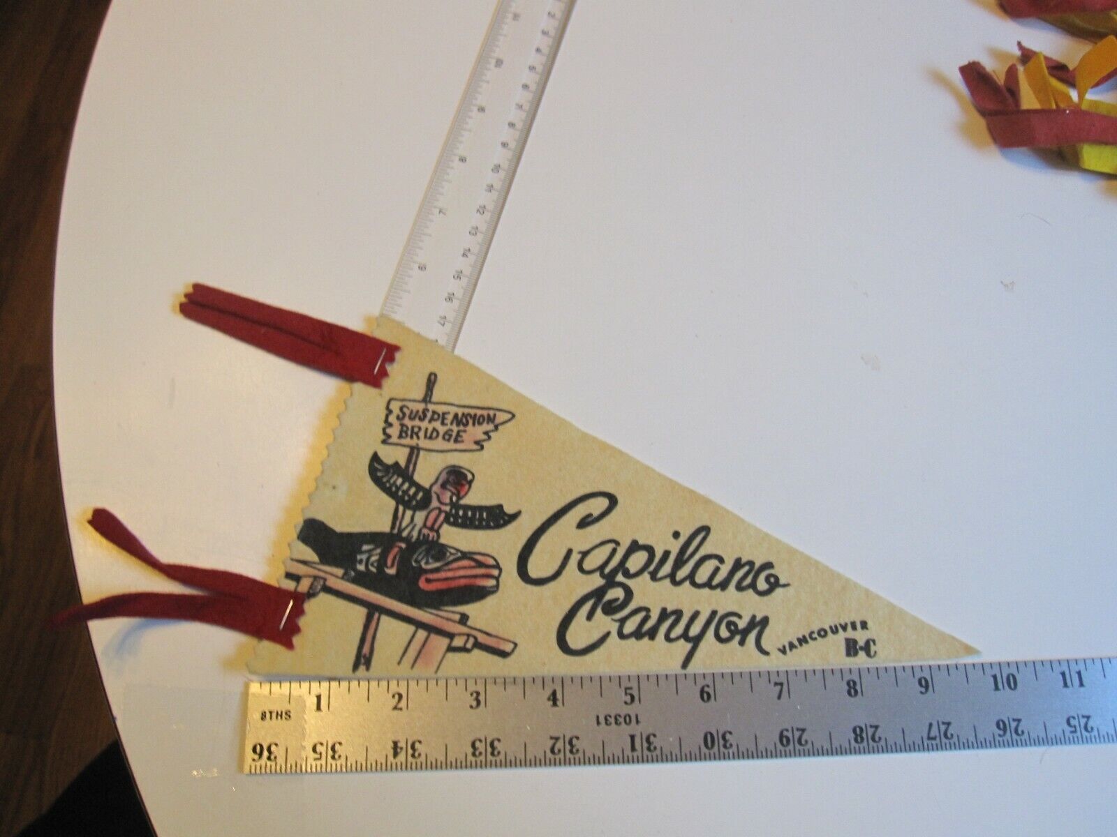 Vintage Souvenir Capilano Canyon Bridge Vancouver British Columbia Pennant BIS 
