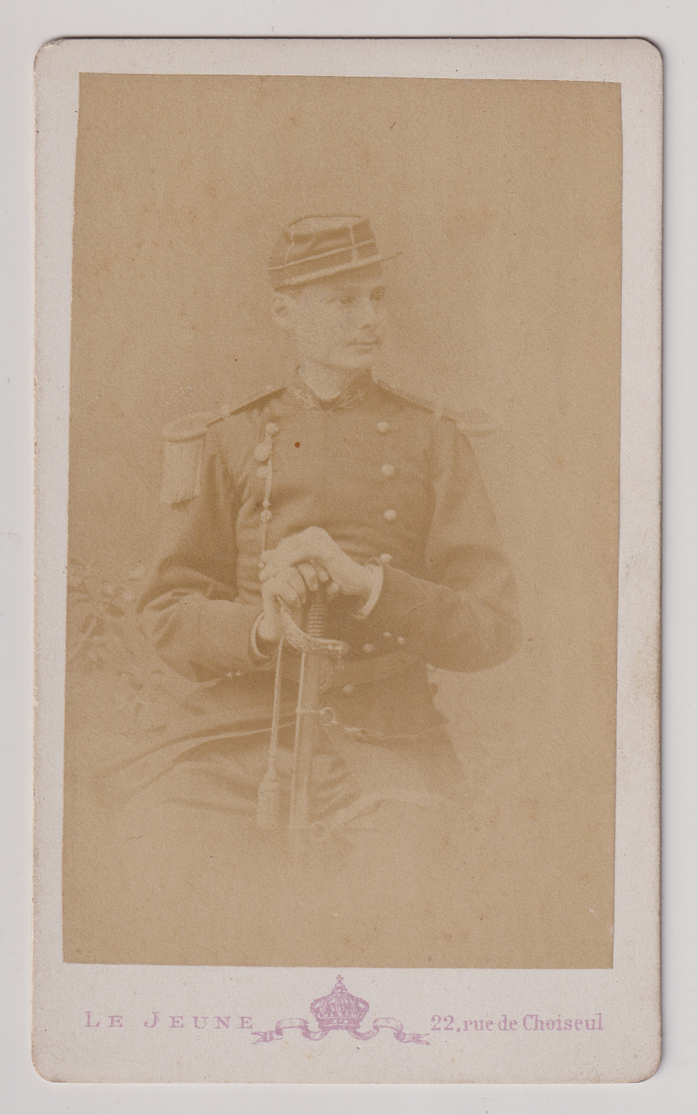 Lejeune CDV in Paris - S/Marine Lieutenant Named - Vintage c.1872