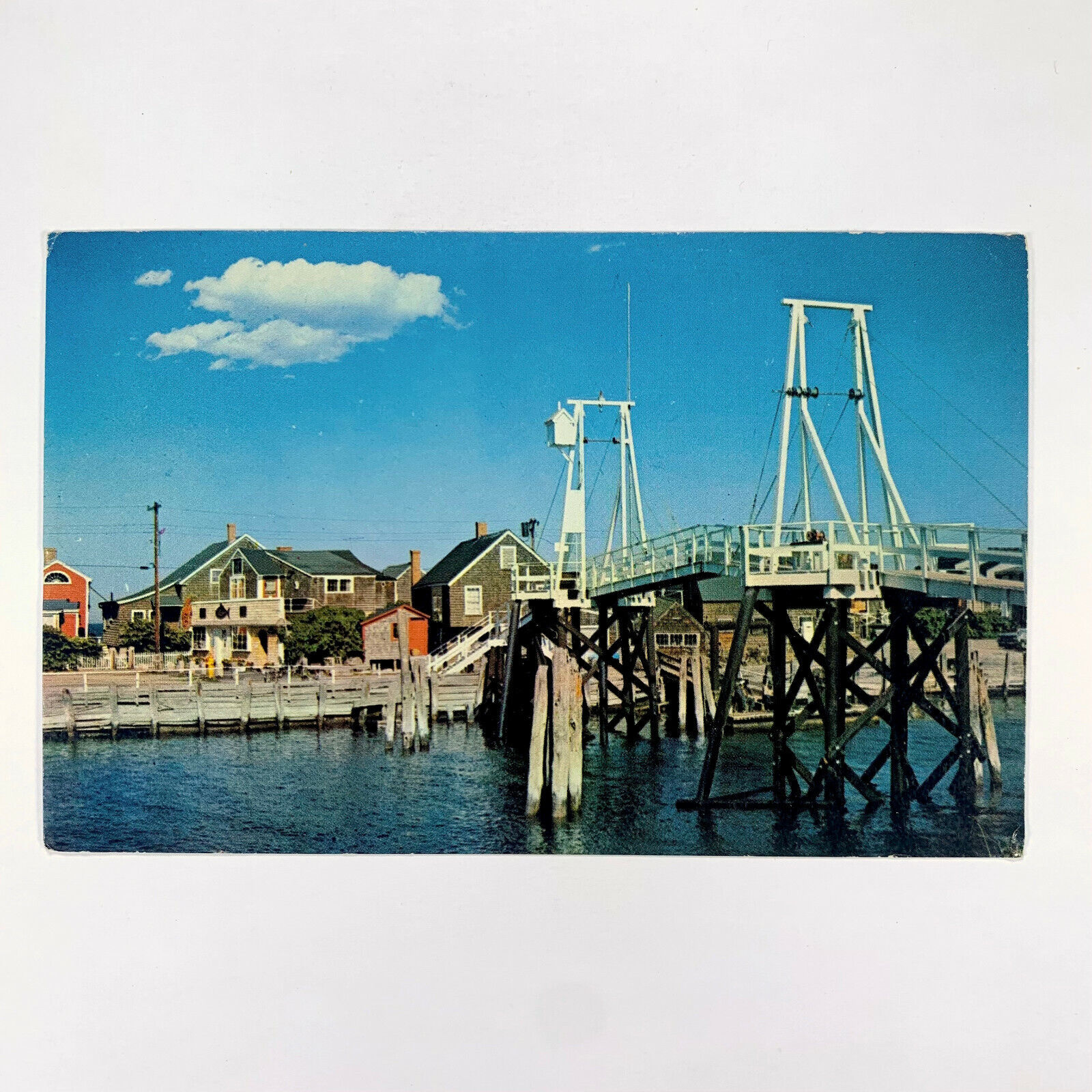Postcard Maine Ogunquit ME Perkins Cove Foot Bridge 1960s Chrome Unposted