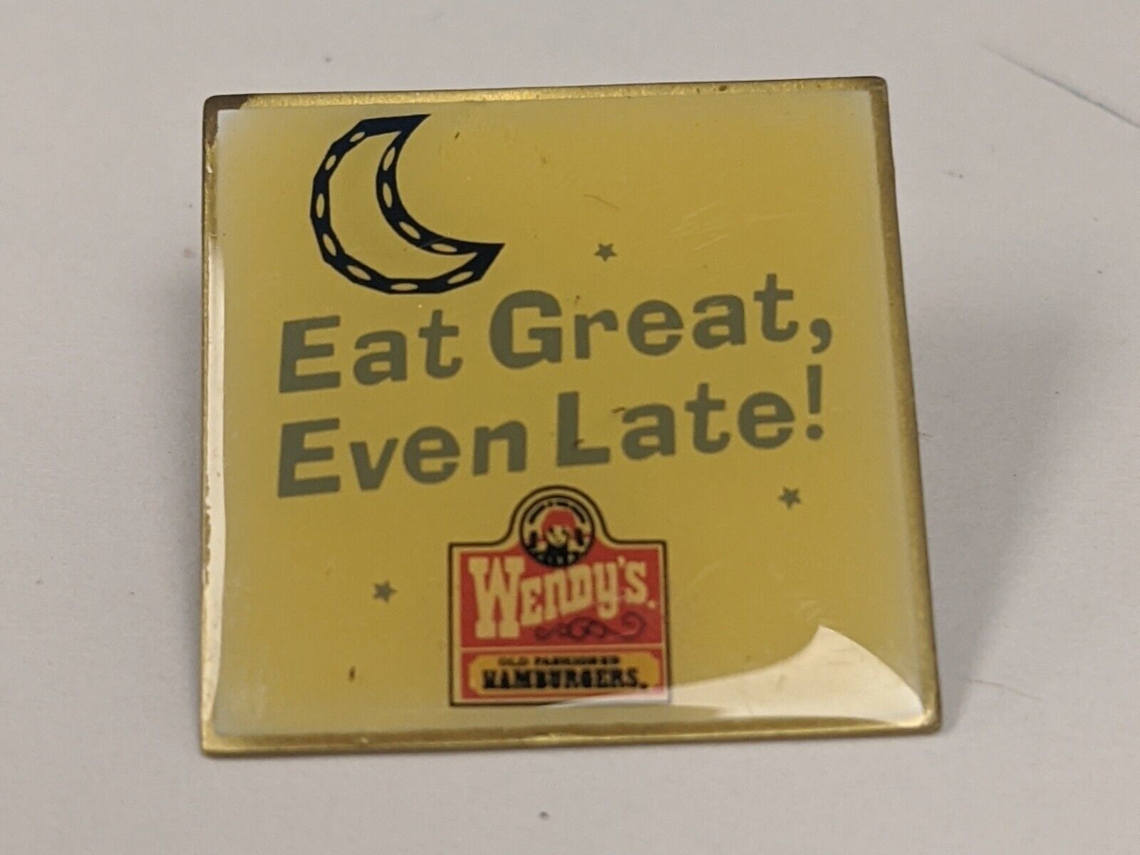 Wendy\'s Vintage Pin Eat Great Even Late One Inch