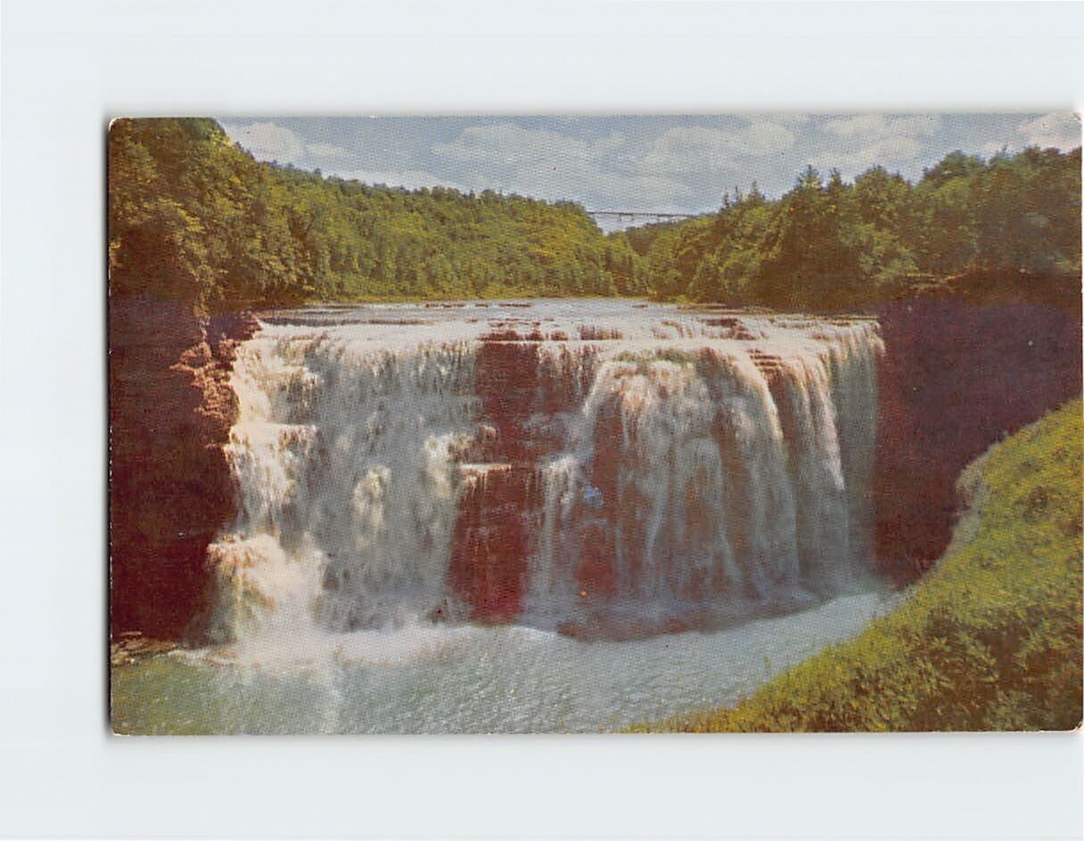 Postcard Middle Falls, Genesee River, Letchworth State Park, Portage, New York
