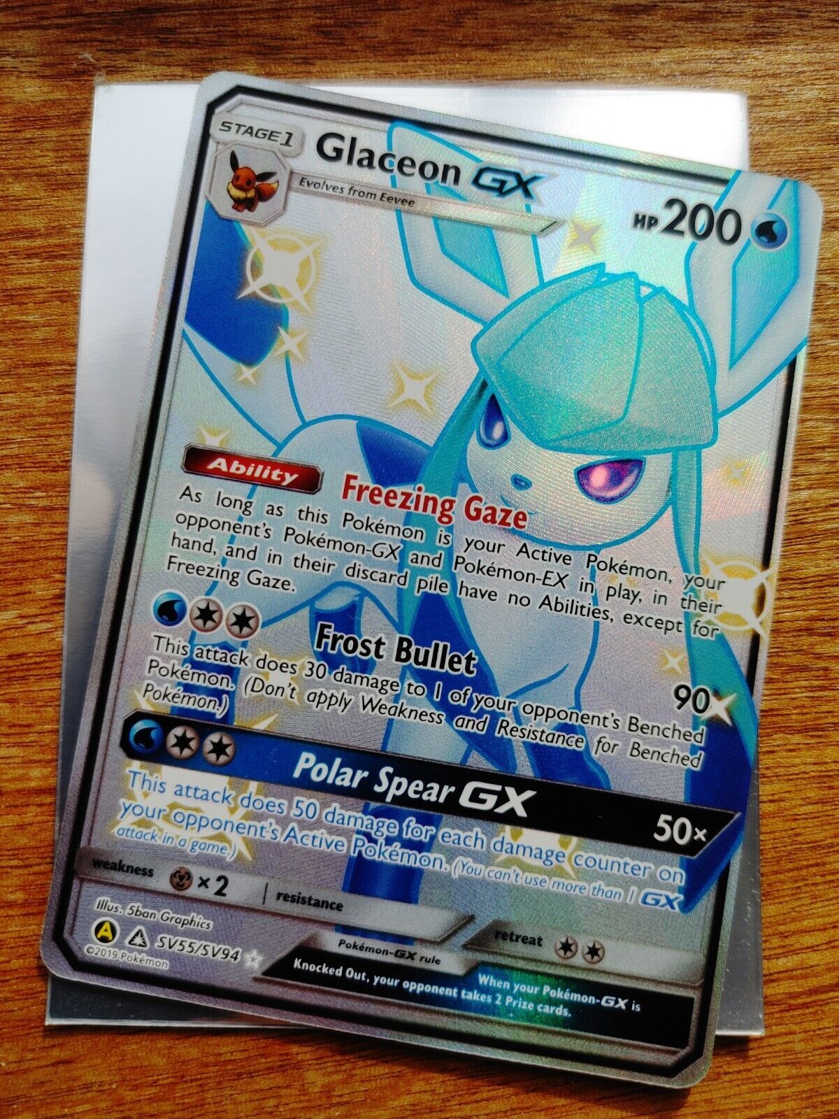 Pokémon TCG Glaceon GX Hidden Fates SV55/SV94 Holo Full Art Ultra Rare