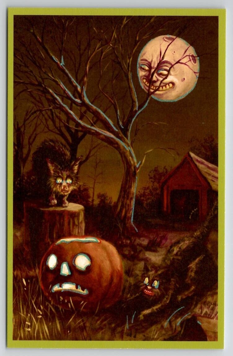 Halloween Matthew Kirscht The Barn JOL Cat Spooky Moon 2023 Ltd 3/18 Postcard MK