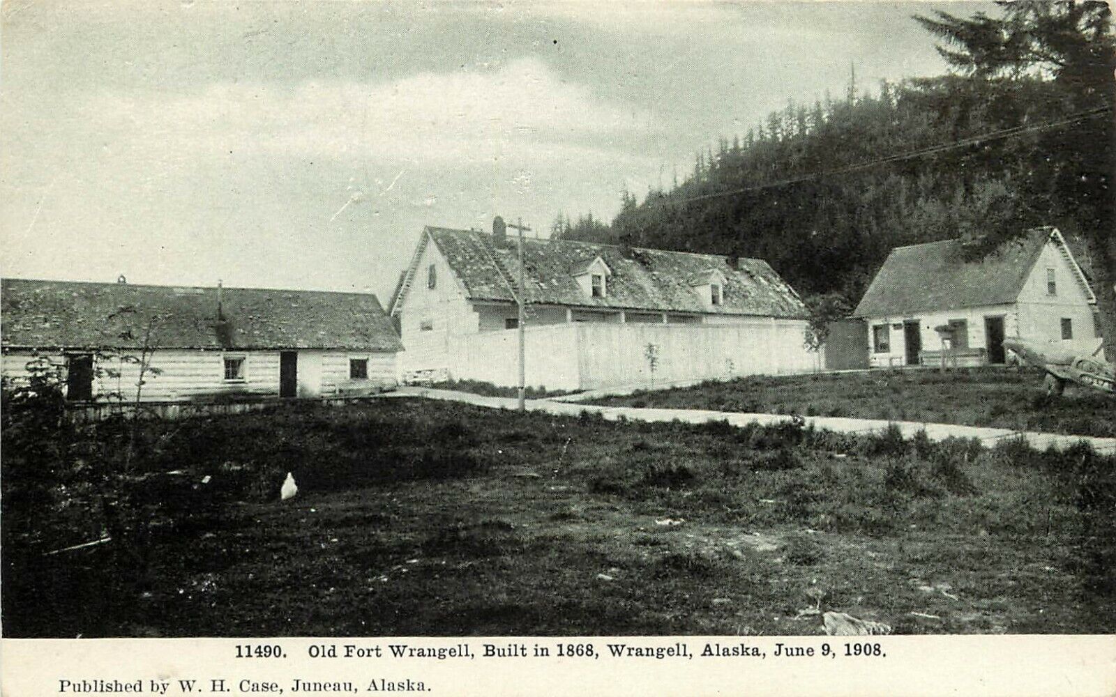 c1908 Postcard; Old Fort Wrangell, built 1868, Wrangell AK Unposted