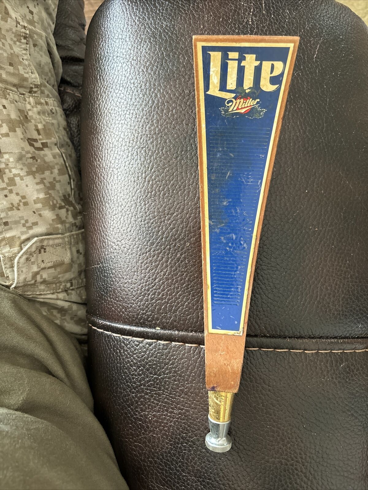 VINTAGE Miller Lite Miller Time Curved Wooden Beer Keg Tap Handle ~10.5 In Tall
