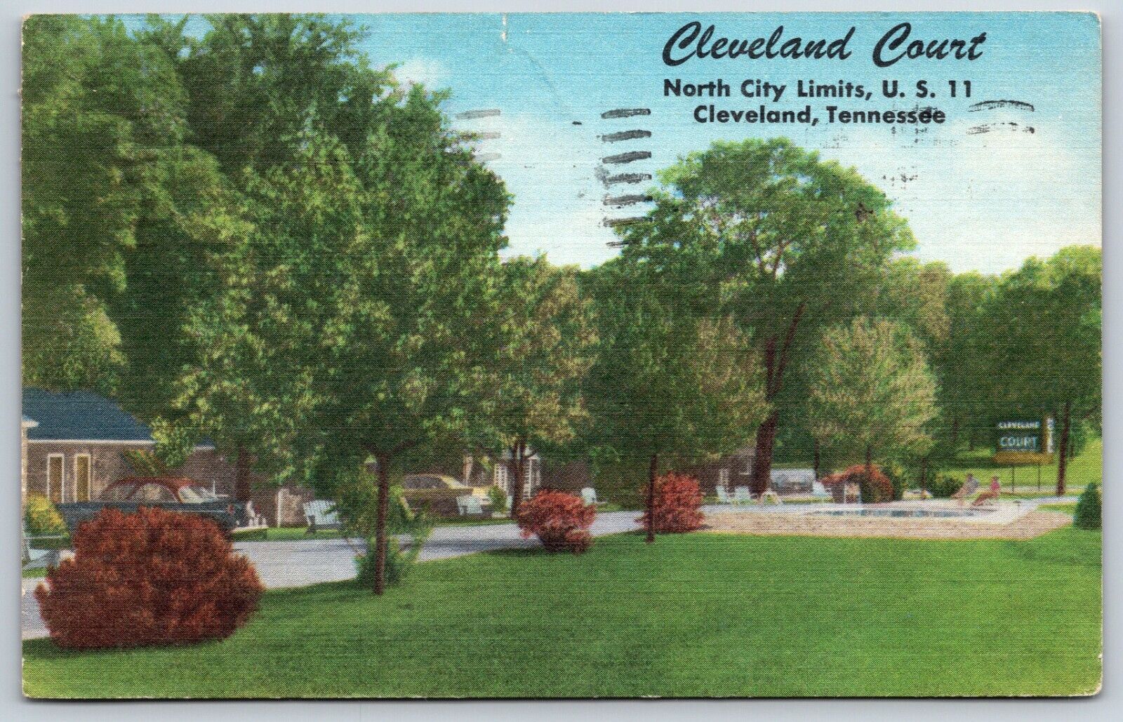 Postcard Cleveland Court North City Limits, U. S. 11, Cleveland TN Posted 1961