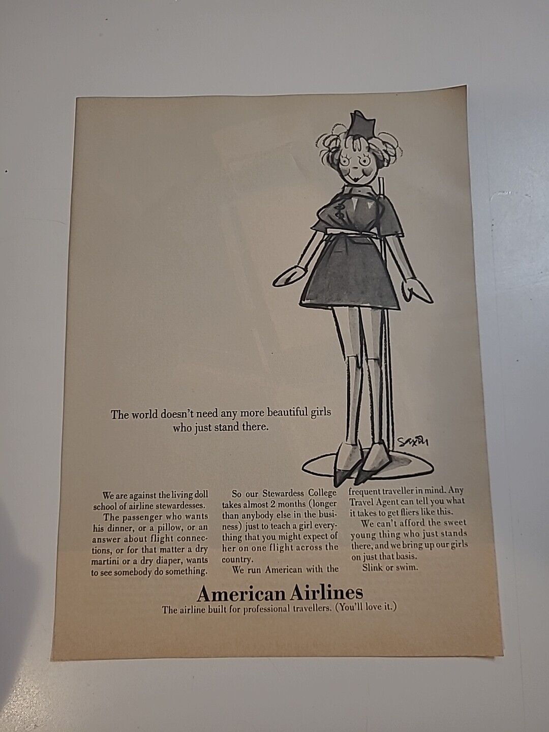 American Airlines 1967 Print Ad 8x11 Vintage 
