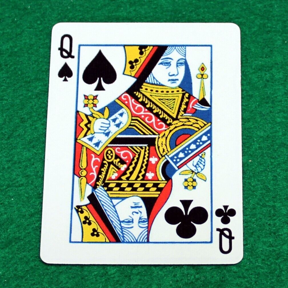 Queen Spades Clubs Half Diagonal, Blue Bicycle Gaff Playing Card, Custom Printed