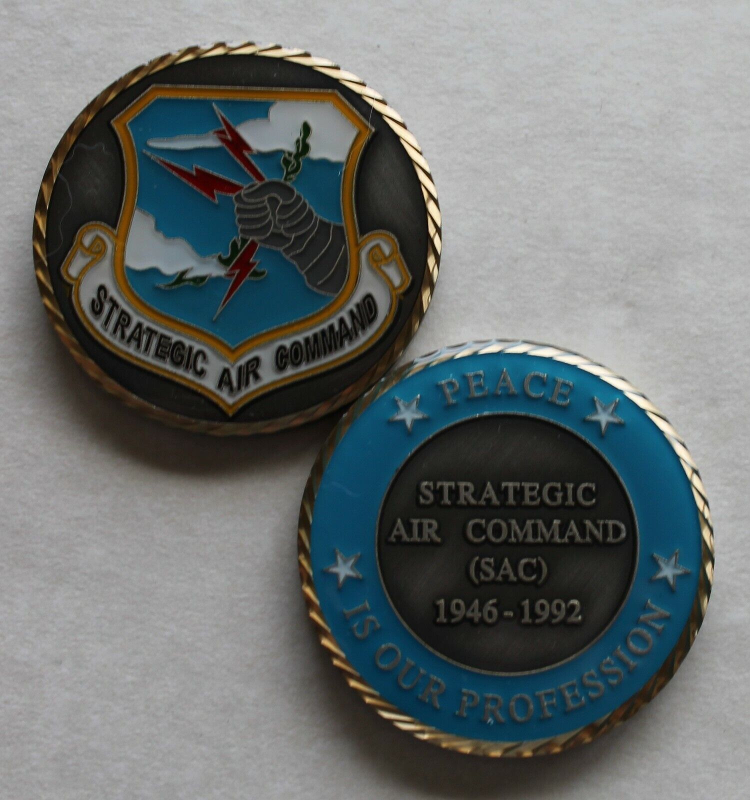 Strategic Air Command SAC Peace Is Our Profession Air Force Challenge Coin / Sil