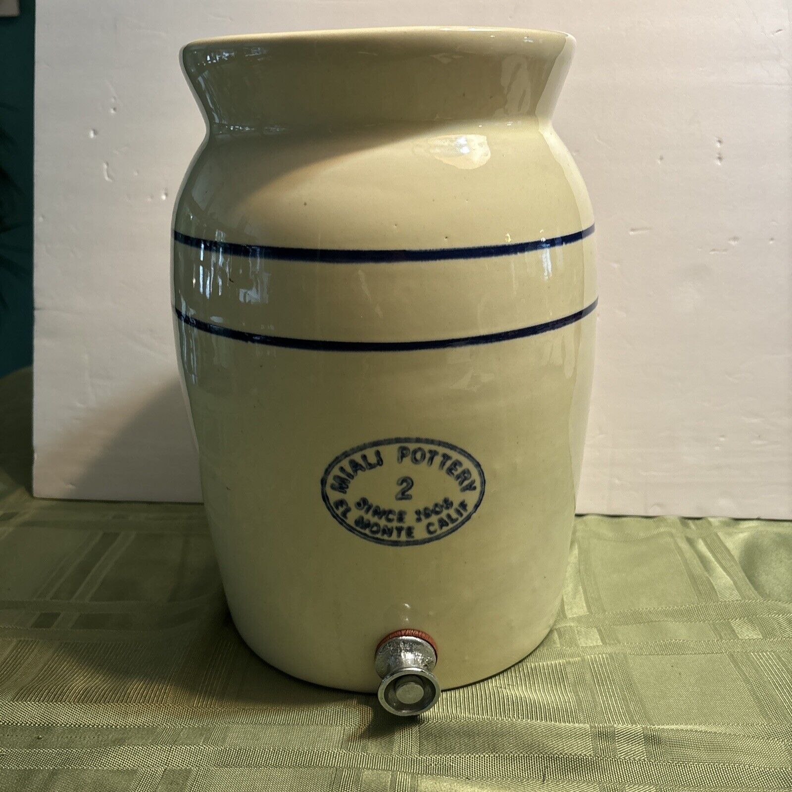 Miali Pottery California 2 Gallon Crock NO LID Metal Spigot Beverage Dispenser