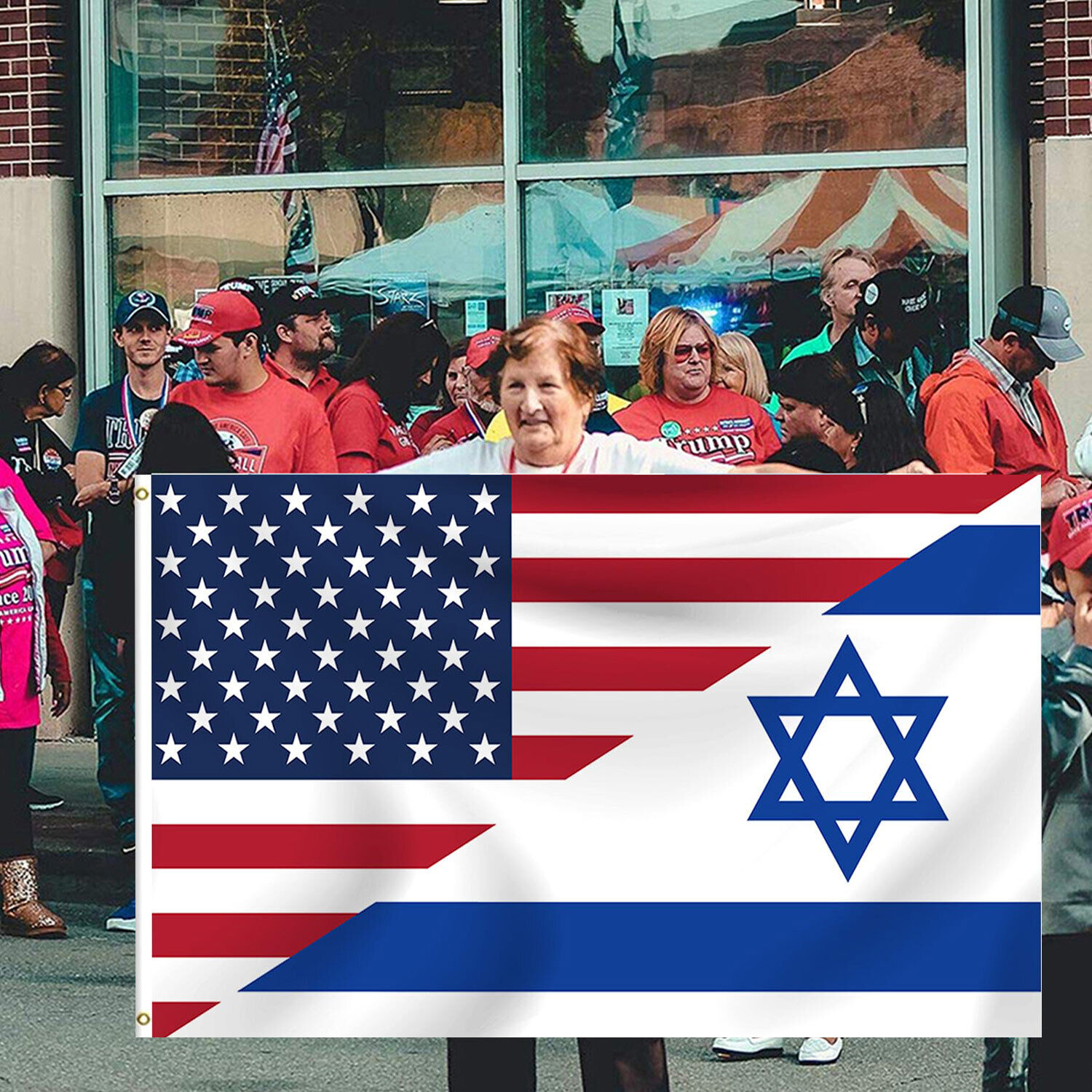 Israel and US Flag 3X5 FT Premium American Israel Israeli Flag