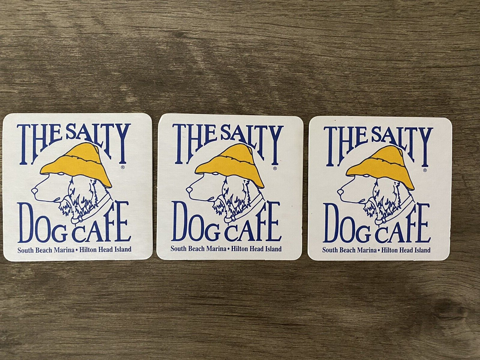 The Salty Dog Cafe Cardboard Coaster Hilton Head Island South Carolina Lot of 3