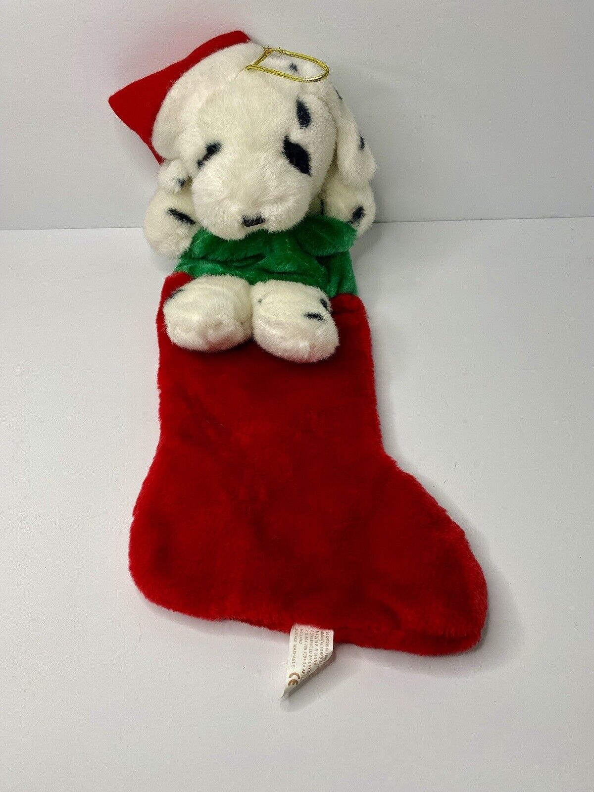 Chosun Dalmatian Plush Puppy Dog Christmas Stocking Santa Hat Vintage READ ASIS