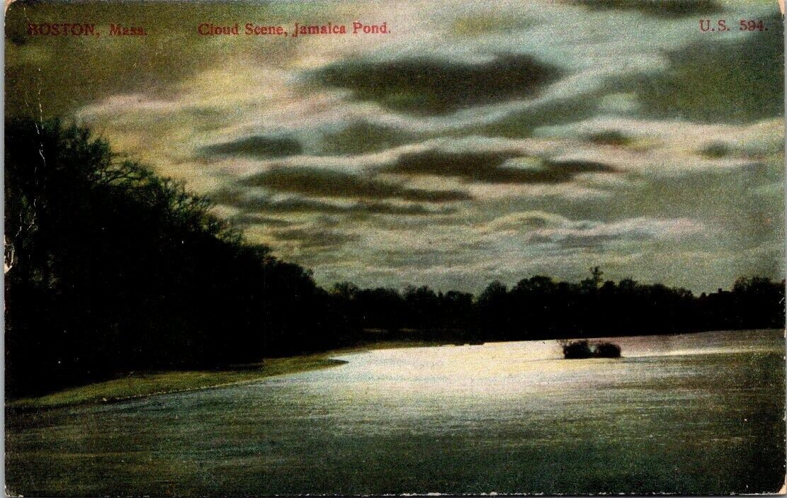 Cloud Scene, Jamaica Pond, Boston, Massachusetts. 1907 Postmark. L.