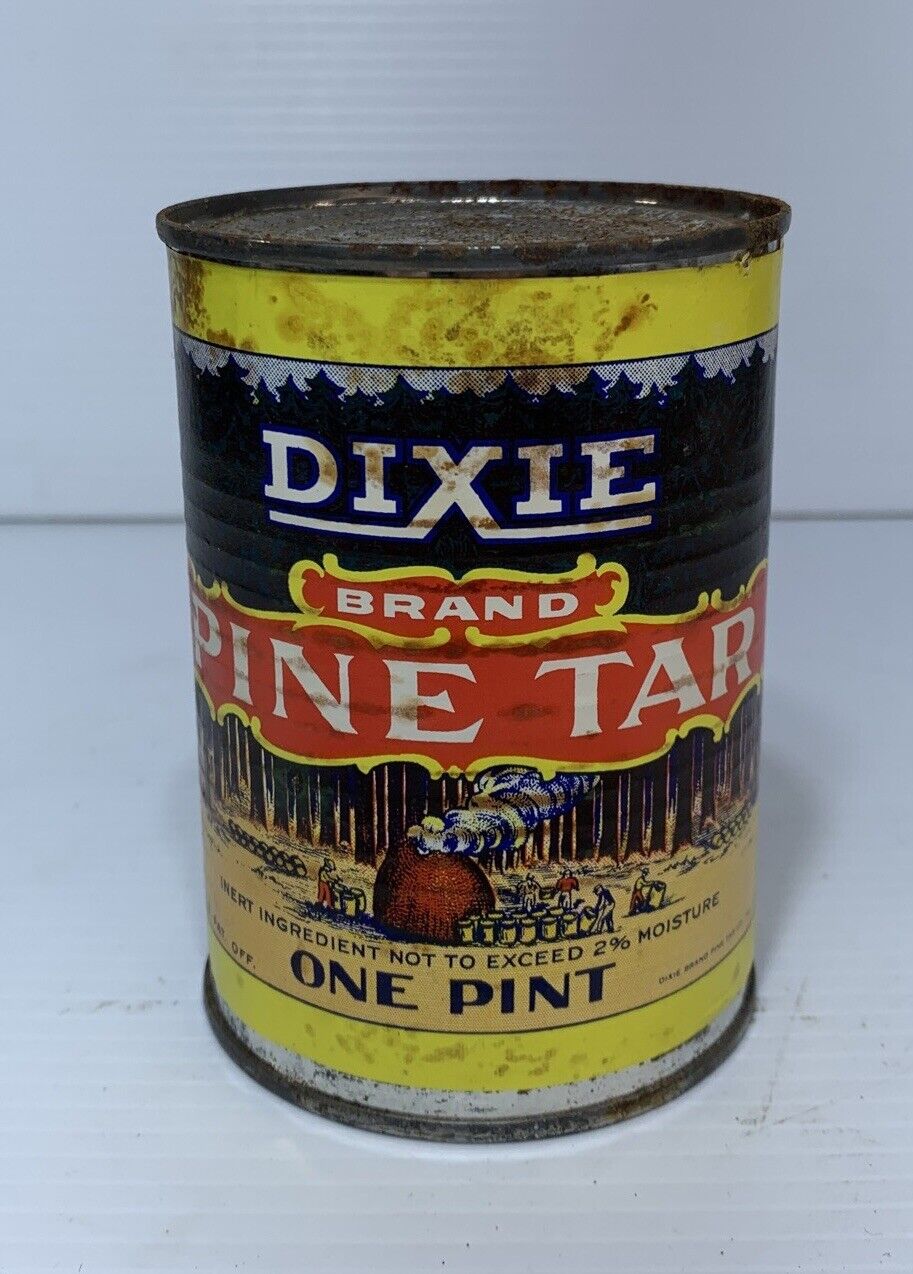 VINTAGE DIXIE PINE TAR METAL TIN CAN NEVER OPENED. PINT CAN RARE MUST SEE