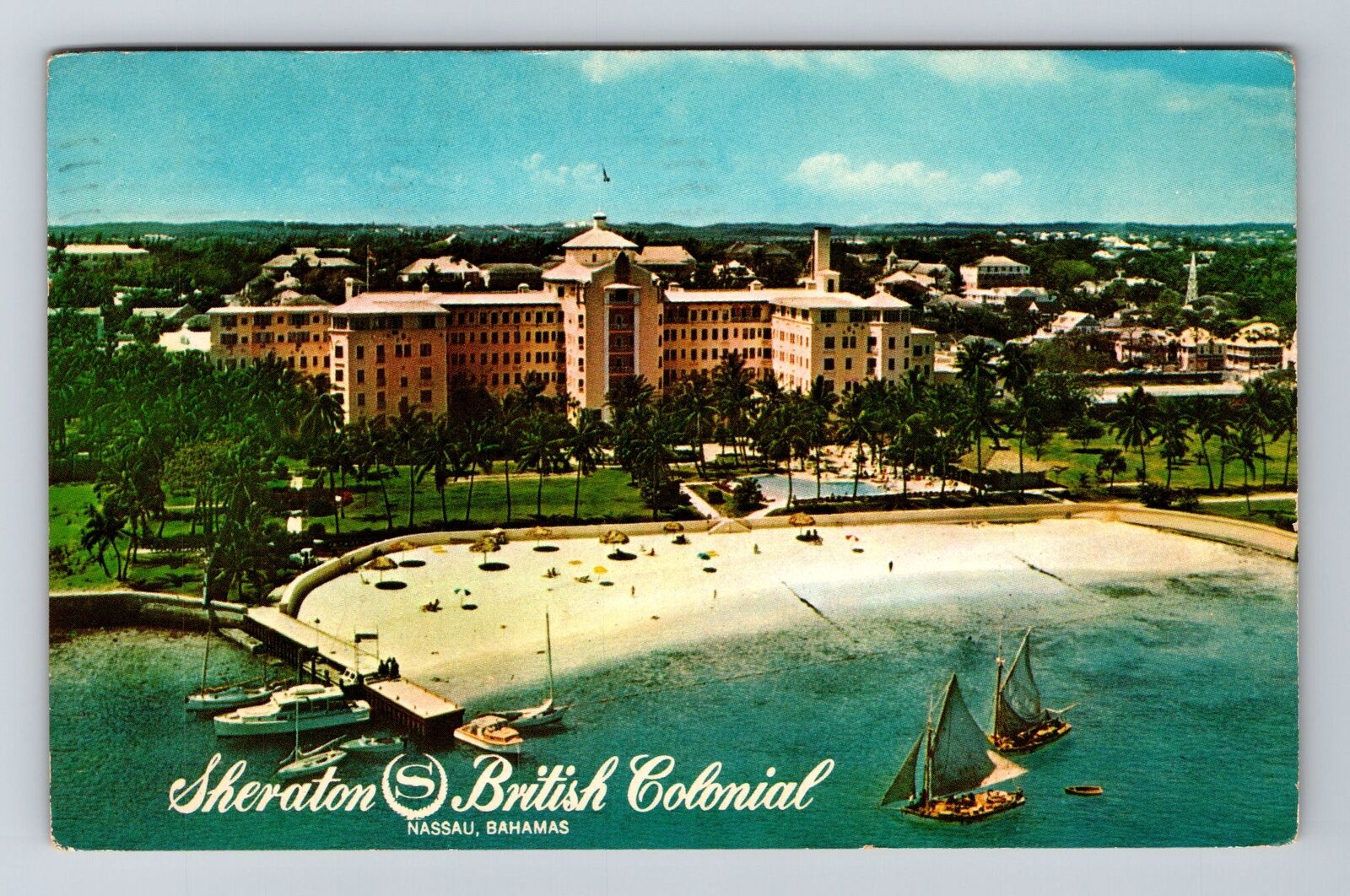Nassau Bahamas Sheraton British Colonial Hotel c1964 Vintage Souvenir Postcard