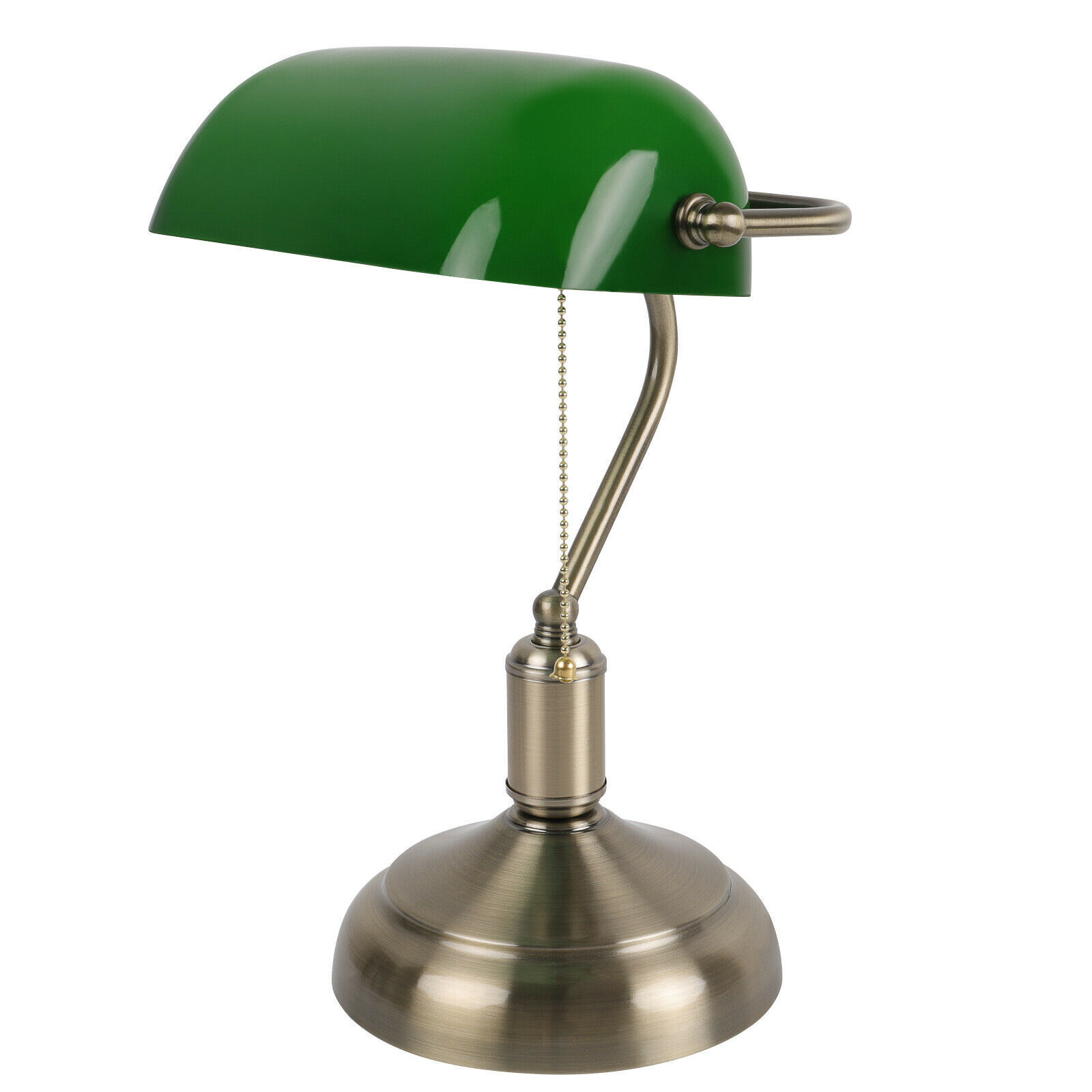 Vintage Bankers Lamp Light Desk bLibrary Piano Lamp Glass Shade Green/Black 15