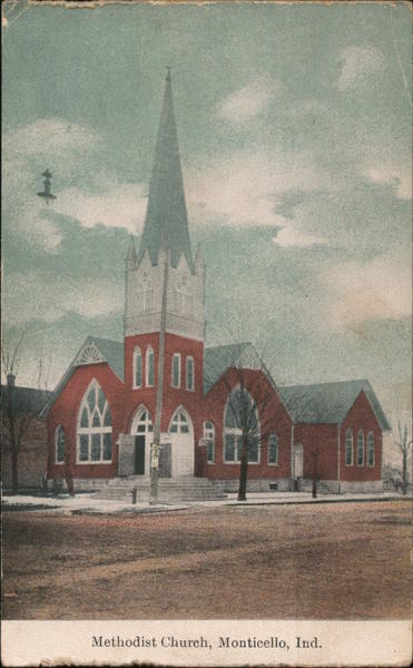 Monticello,IN Methodist Church White County Indiana Antique Postcard Vintage