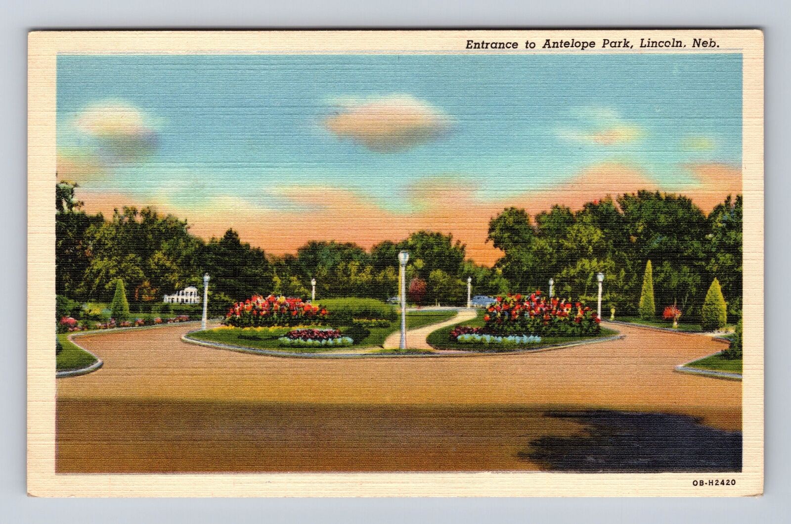 Lincoln NE-Nebraska, Entrance to Antelope Park, Antique Vintage Postcard