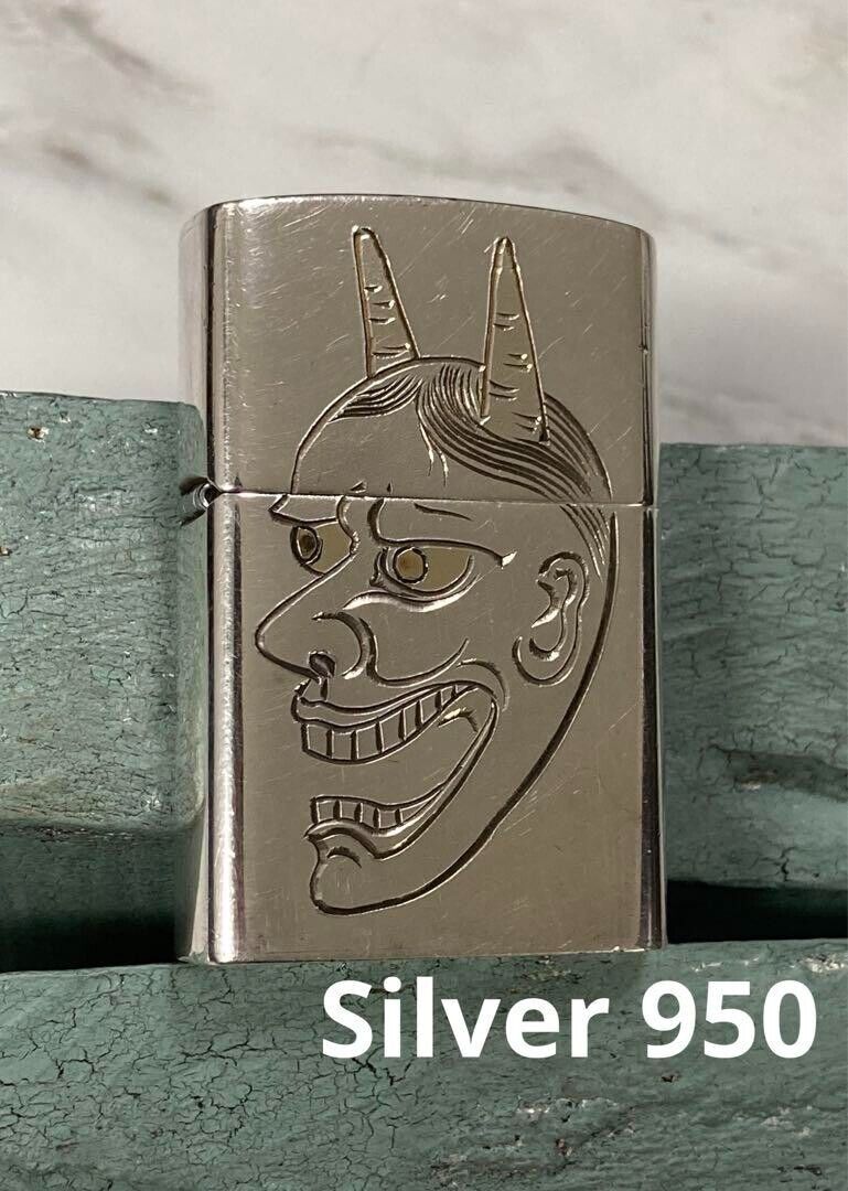 Silver950 ZIPPO case Hannya carving pure silver solid silver oil lighter