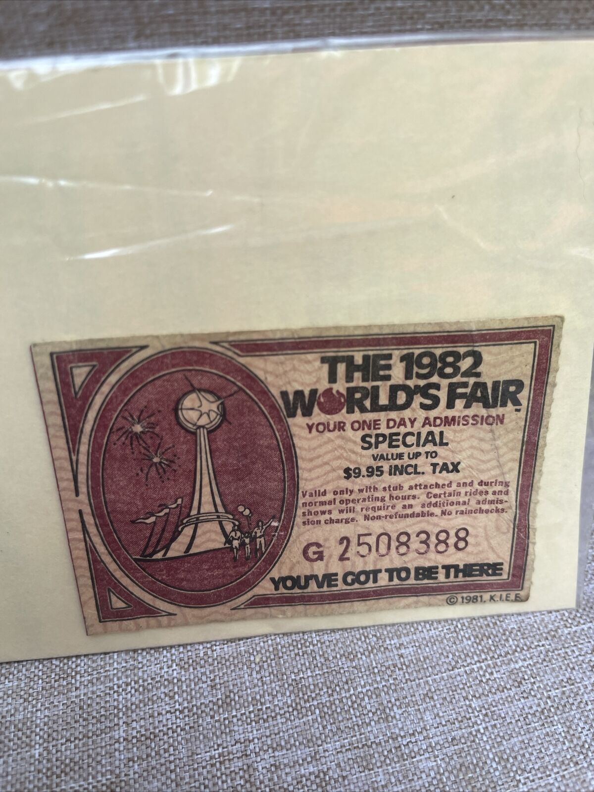 1982 WORLD\'S FAIR ADMISSION TICKET STUB KNOXVILLE TENNESSE