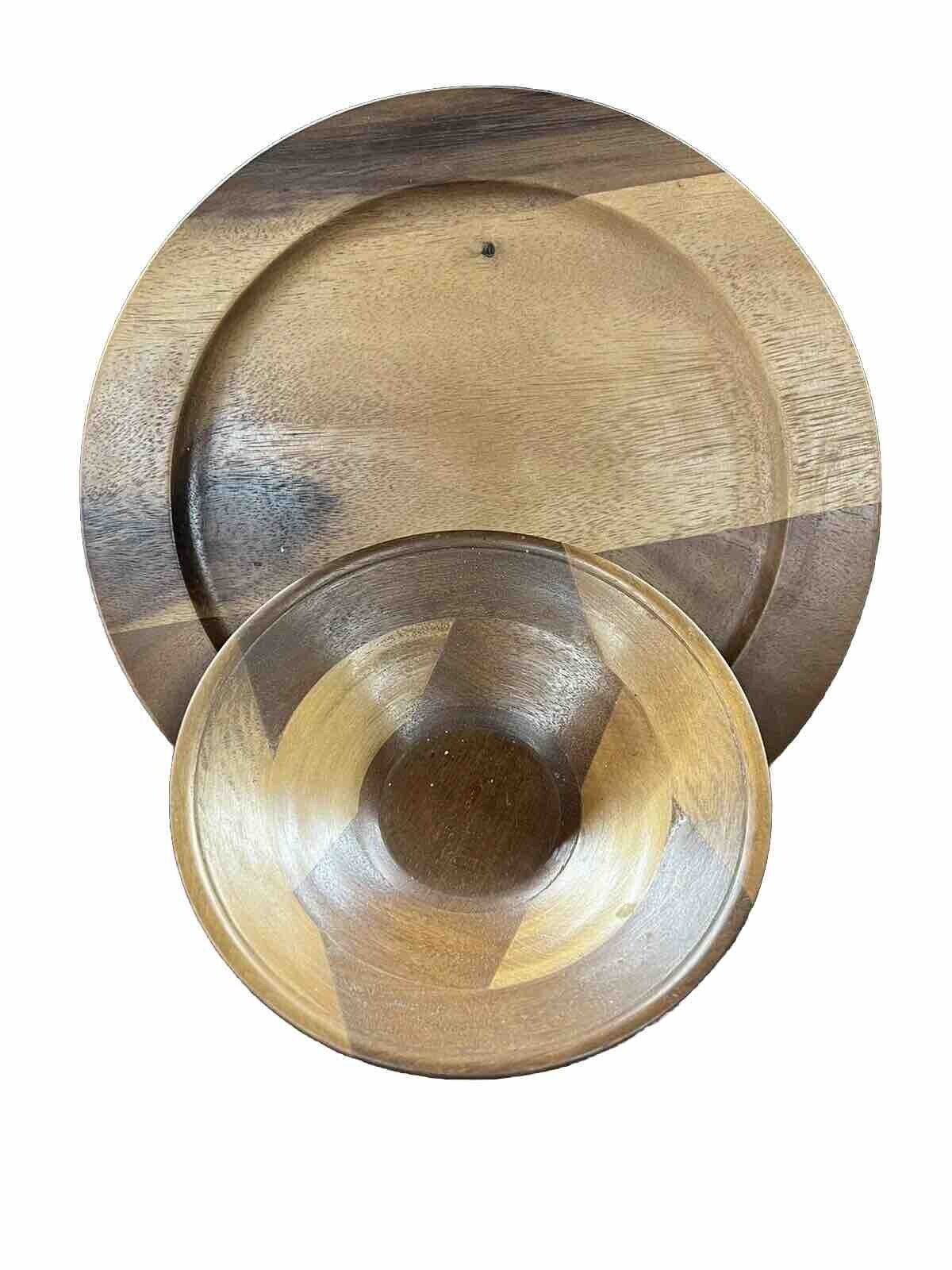 Vintage Wooden (Walnut?) Platter & Bowl
