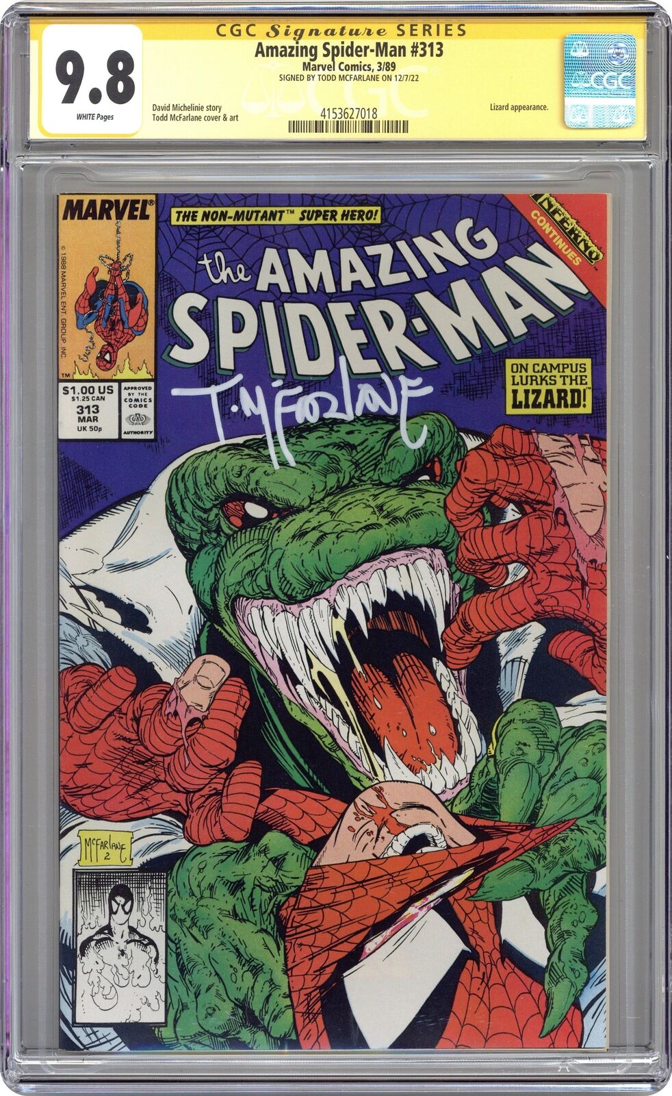 Amazing Spider-Man #313D CGC 9.8 SS McFarlane 1989 4153627018