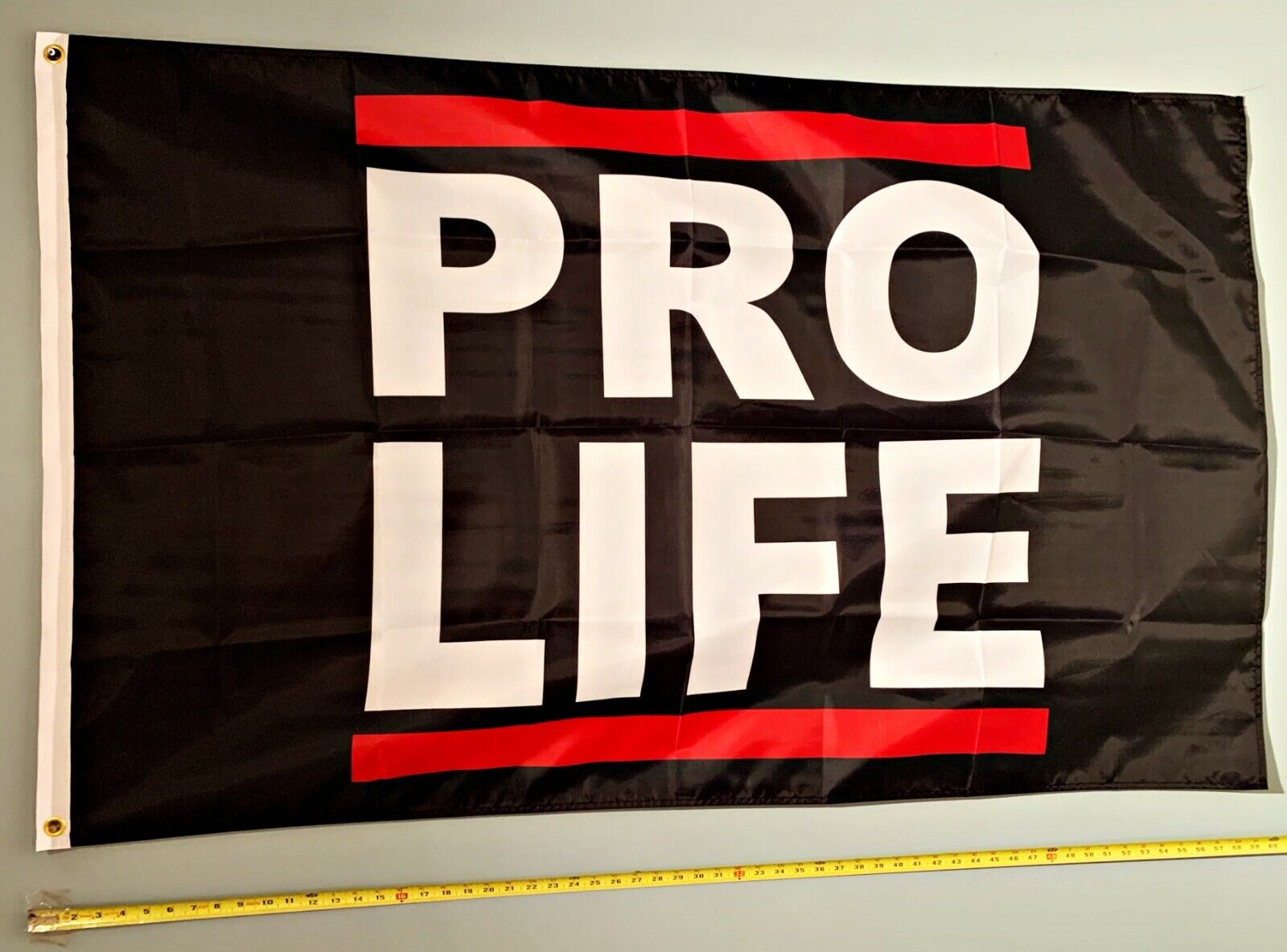 PRO LIFE FLAG *FREE SHIP USA SELLER* Pro Life Red Bar Unborn Lives USA Sign 3x5