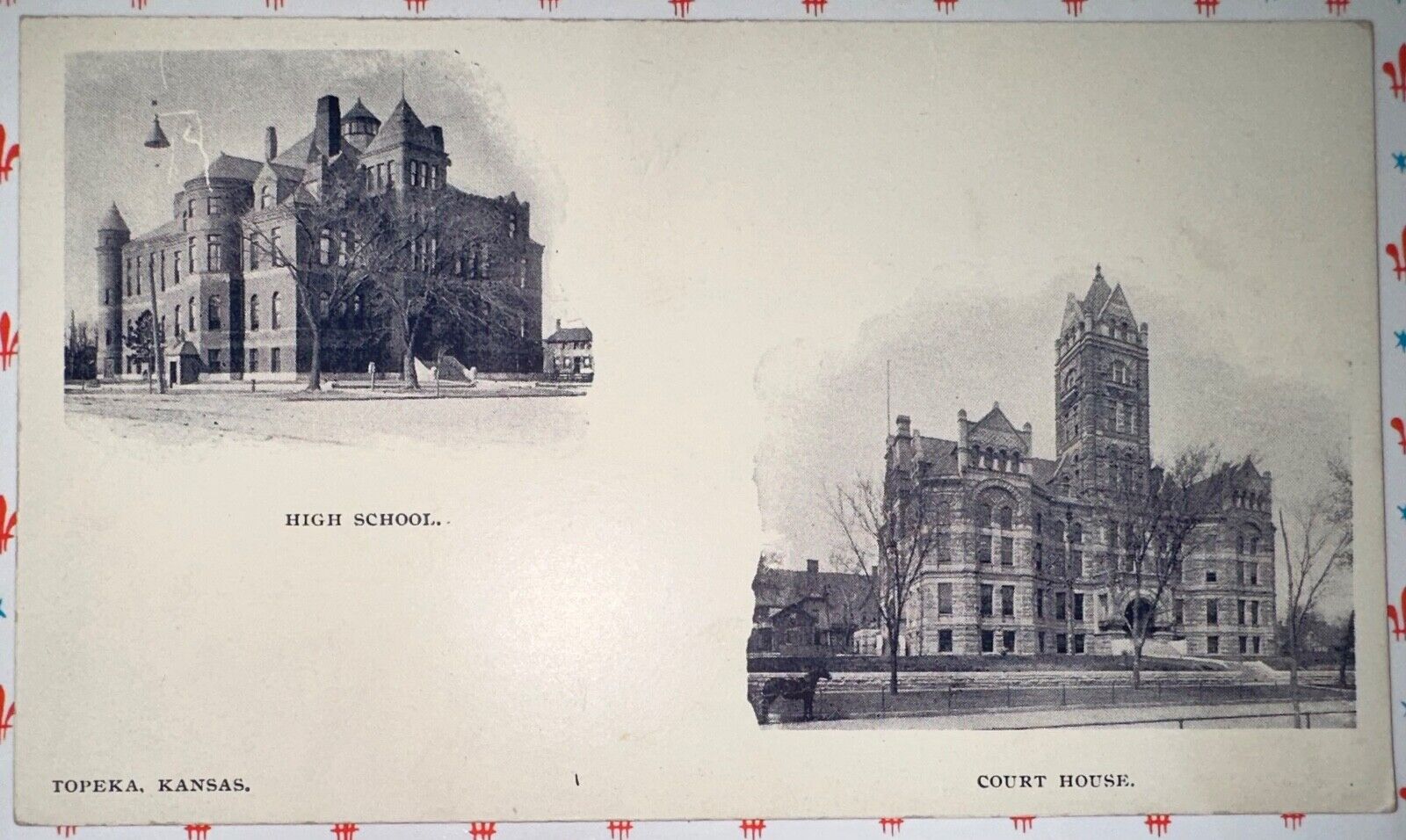 Topeka Kansas High School Court House Postcard 1900s