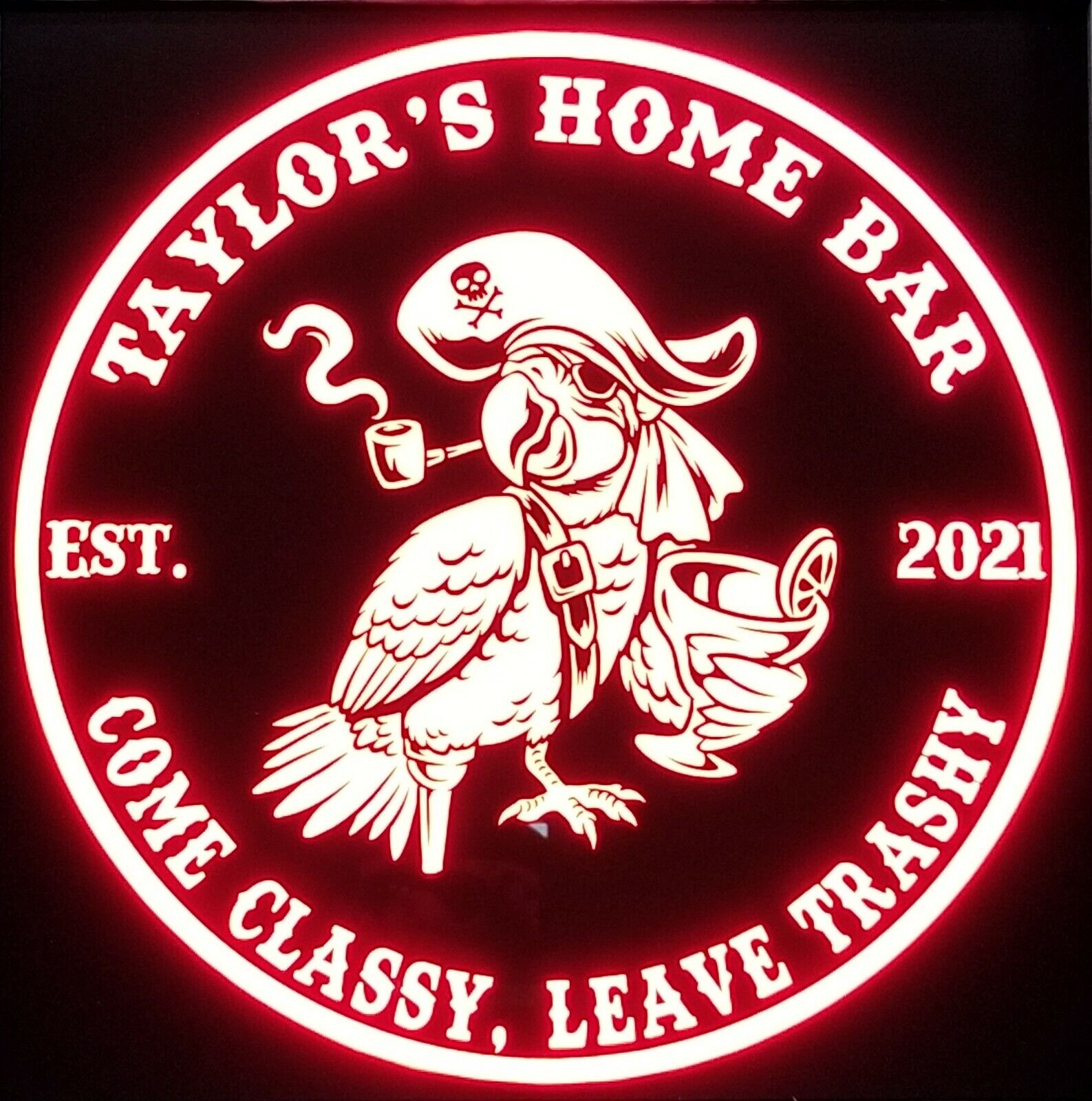 Custom Pirate Parrot Margarita LED Sign Personalized, Home bar Sign, Beer, Rum