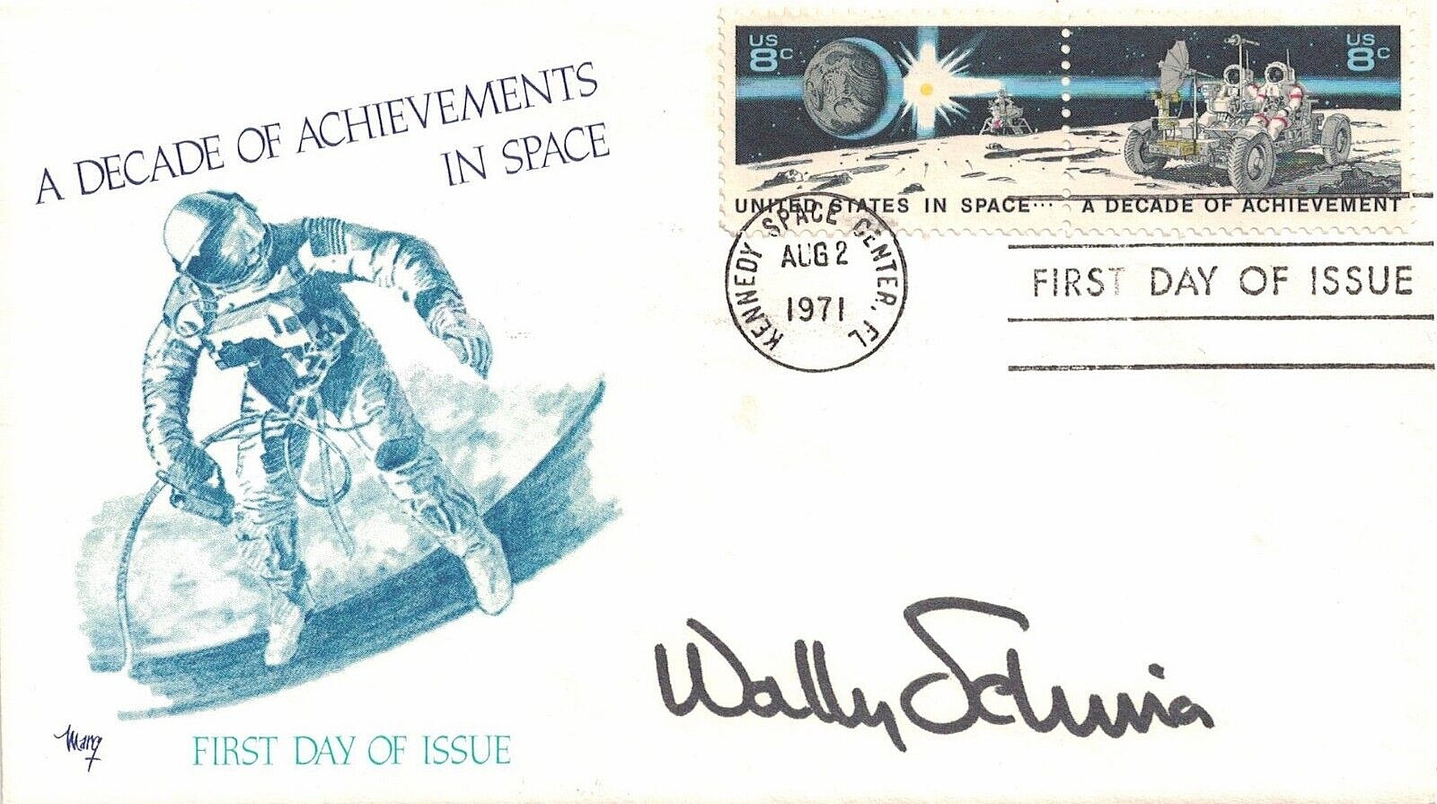 WALLY SCHIRRA SIGNED DECADE OF ACHIEVEMENTS IN SPACE FIRST DAY COVER