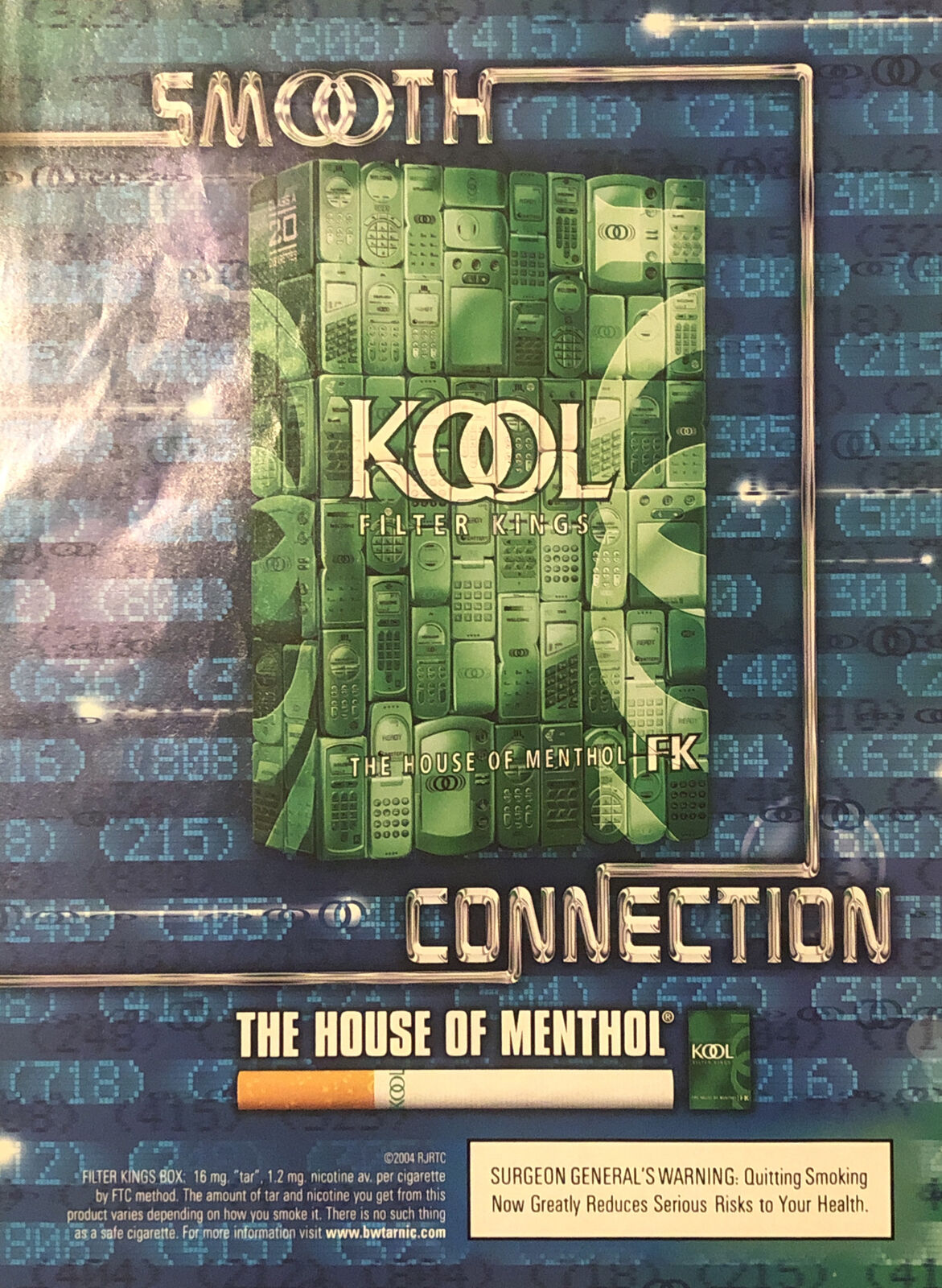 2004 Kool Cigarettes VTG 2000s 00s PRINT AD House Of Menthol - Smooth Connection